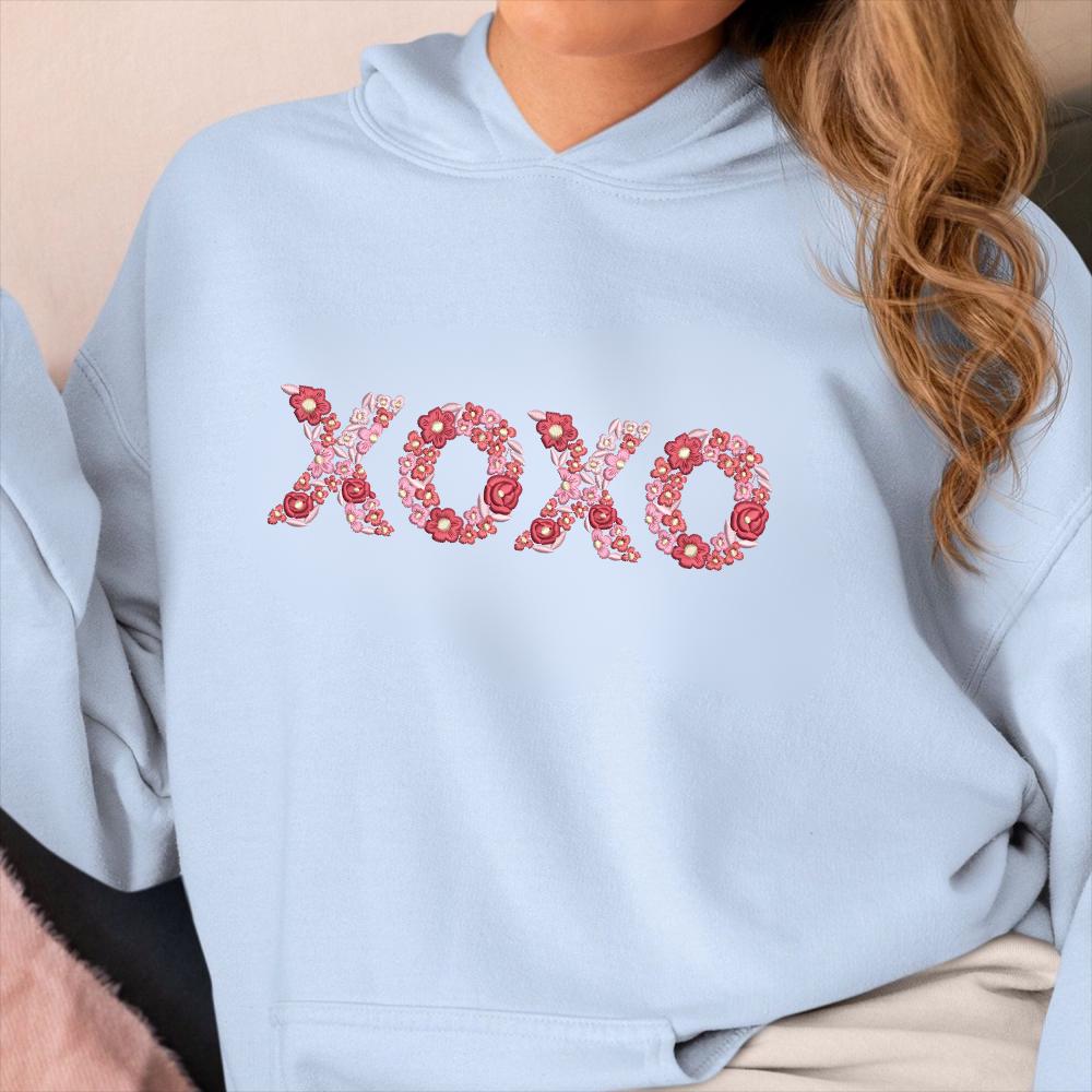 XOXO Embroidery Sweatshirt – Minimal Heart Stitch Crewneck, Cozy Love Gift