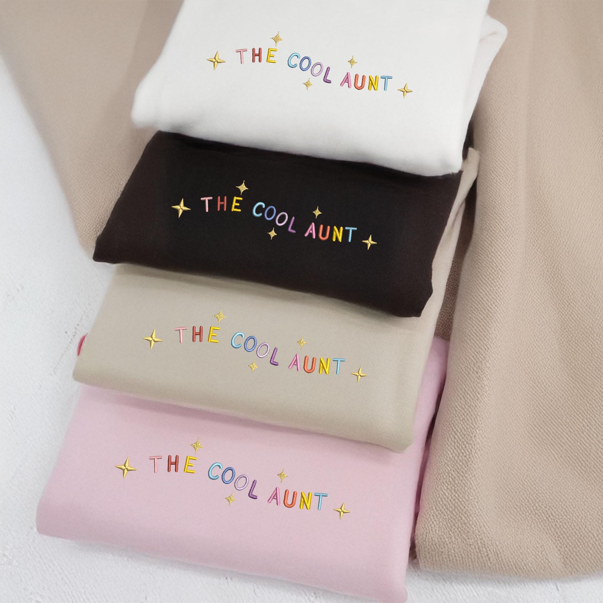 Embroidered The Cool Aunt T-Shirt, Favorite Aunt Shirt, Best Aunt Gift from Niece or Nephew, New Aunt Tee, Funny Aunt Shirt, Future Aunt Gift