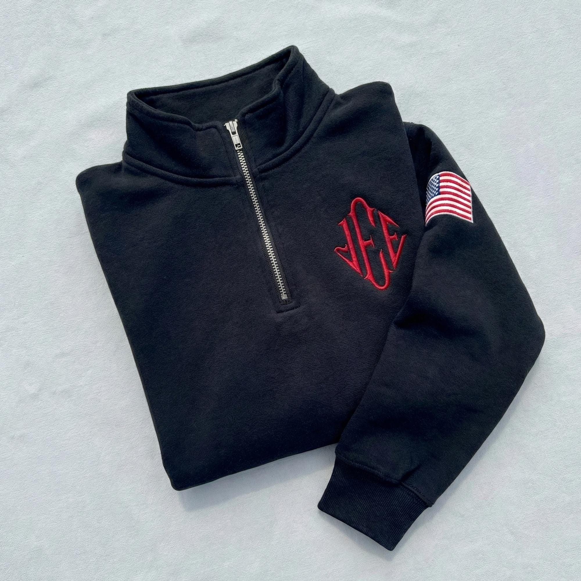 Embroidered J.E.E. Epstein Quarter Zip Sweatshirt, Viral Meme Jeffrey JEE Monogram Unisex Sweater, Jeffrey Epstein Embroidery Merch