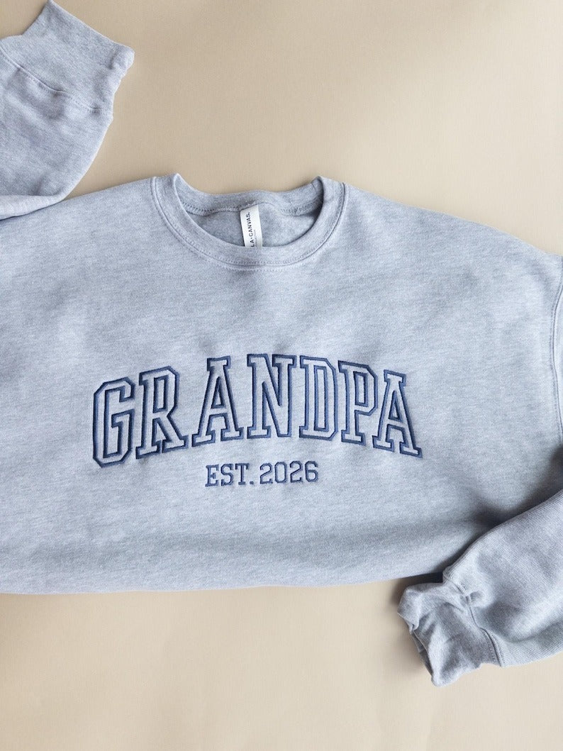 Custom Embroidered Grandpa Sweatshirt, Father's Day Gift for Grandpa, Grandparents Day Gift, Gift for New Grandpa, New Grandparents Gift