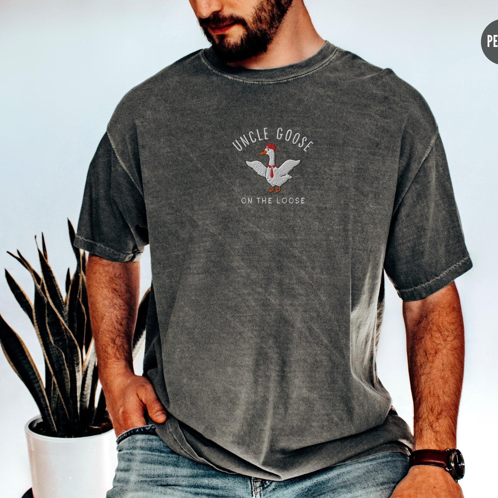 Embroidered Uncle Silly Goose Shirt, Cool Uncle Club Tshirt,Funny Goose Lover Gift for Unlce, New Pregnancy Announcement Tee for Uncle to Be