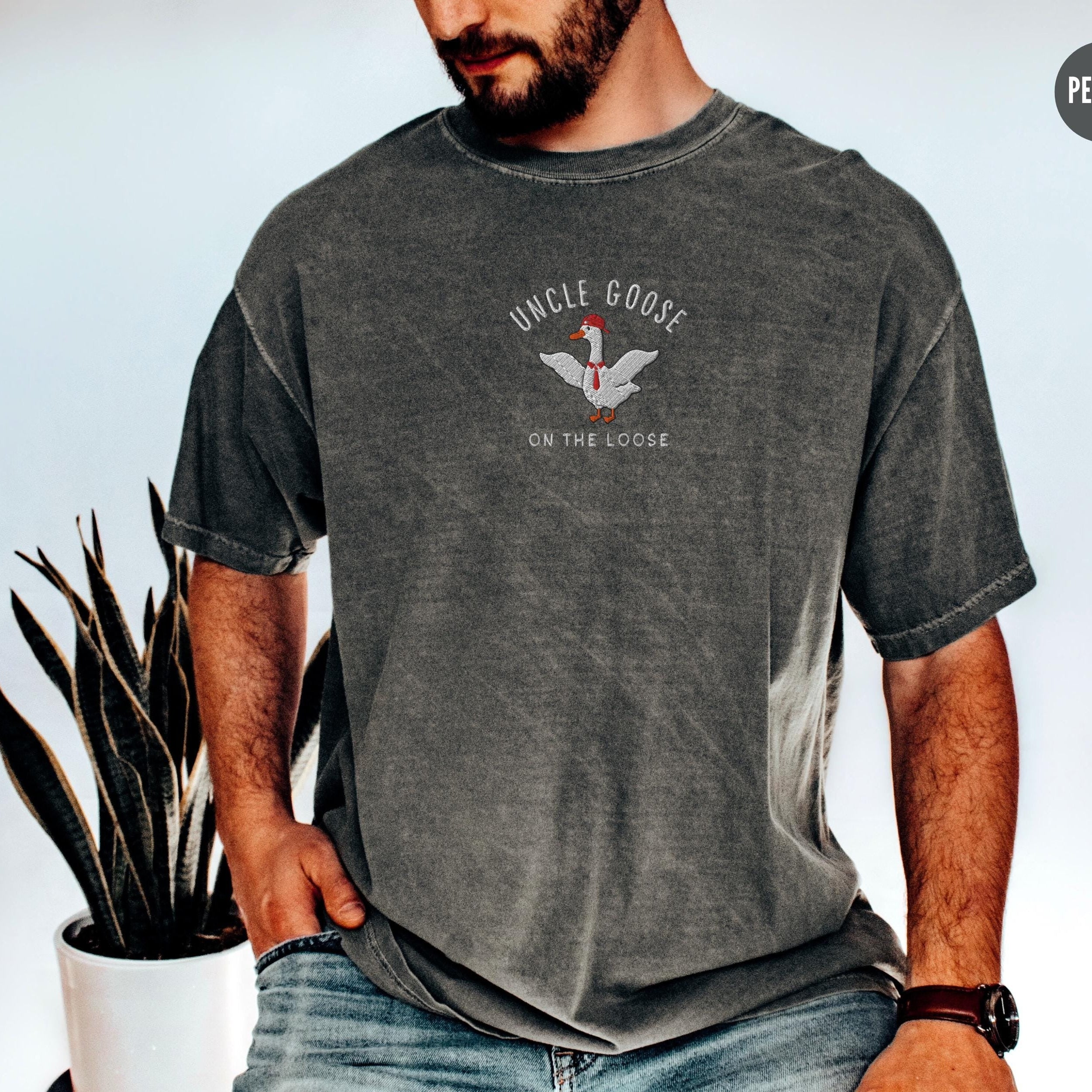 Embroidered Uncle Silly Goose Shirt, Cool Uncle Club Tshirt,Funny Goose Lover Gift for Unlce, New Pregnancy Announcement Tee for Uncle to Be