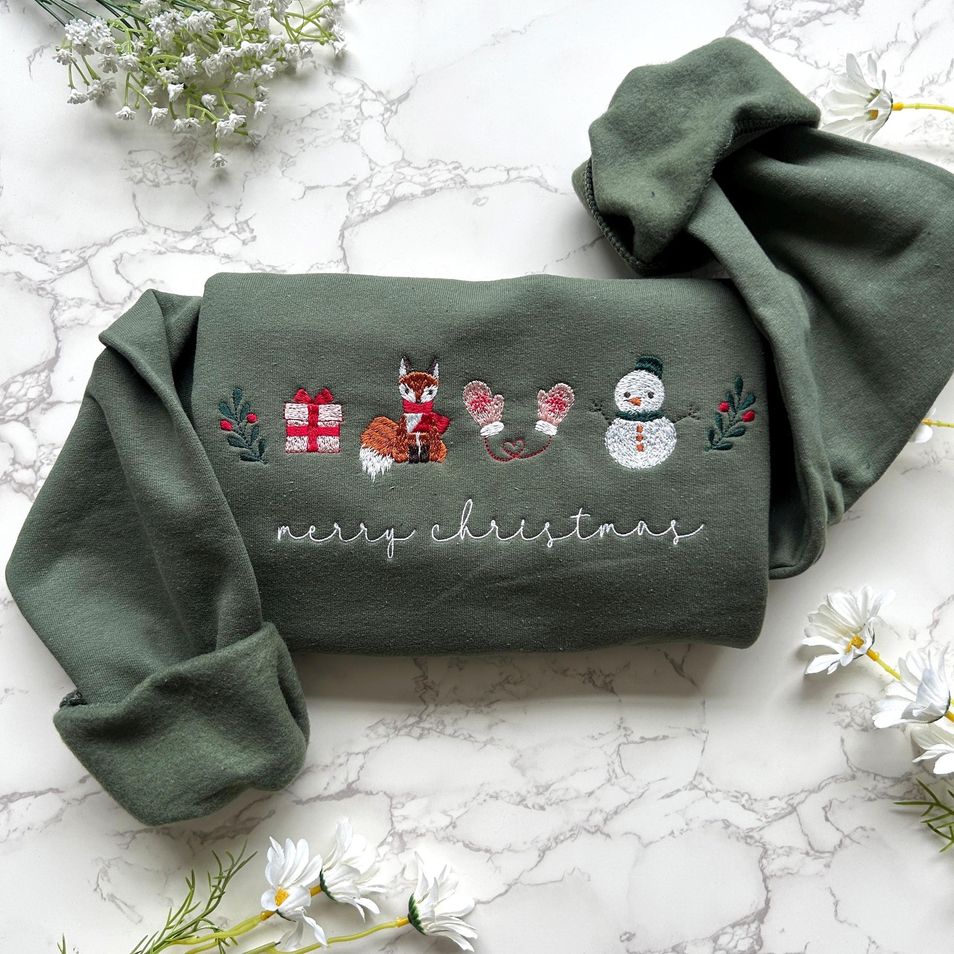 Embroidered Merry Christmas Family Sweatshirt, Embroidered Cozy Christmas Coquette Crewneck, Matching Family Sweatshirts, Embroidered Gifts