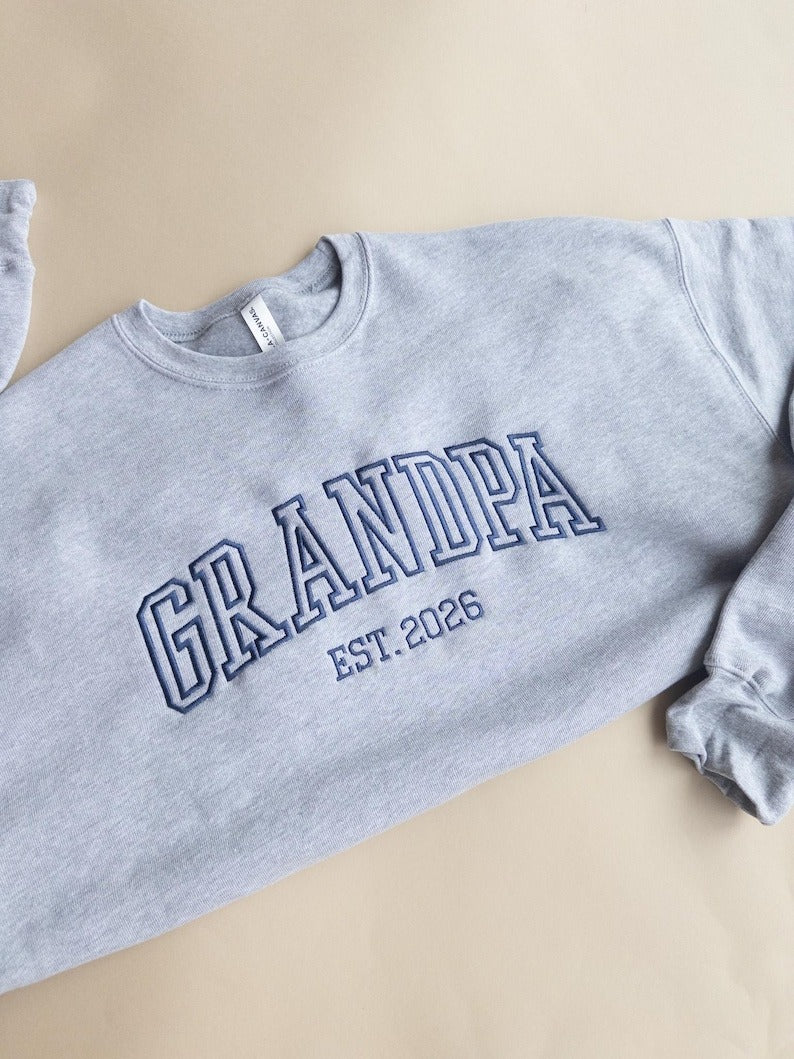 Custom Embroidered Grandpa Sweatshirt, Father's Day Gift for Grandpa, Grandparents Day Gift, Gift for New Grandpa, New Grandparents Gift