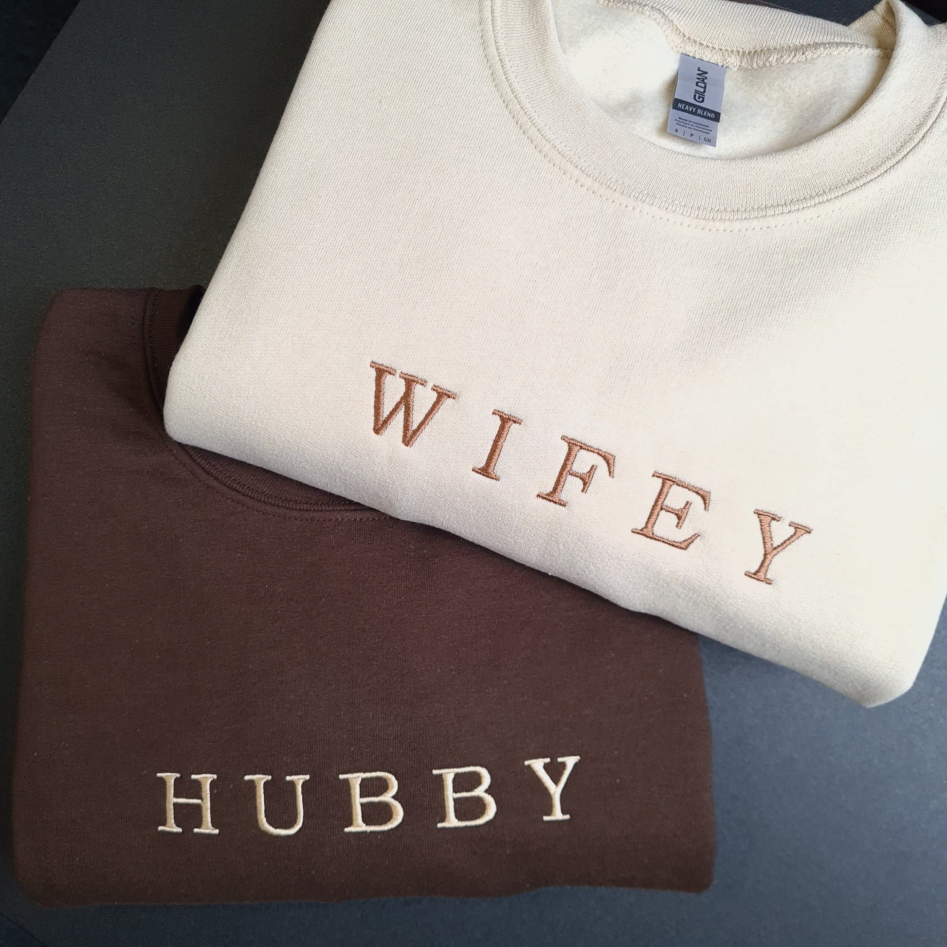 Custom Embroidered Sweatshirt, Wifey Hubby Sweatshirt, Anniversary Couple Sweatshirt, Matching Valentine Crewneck, Custom Year Sweatshirt