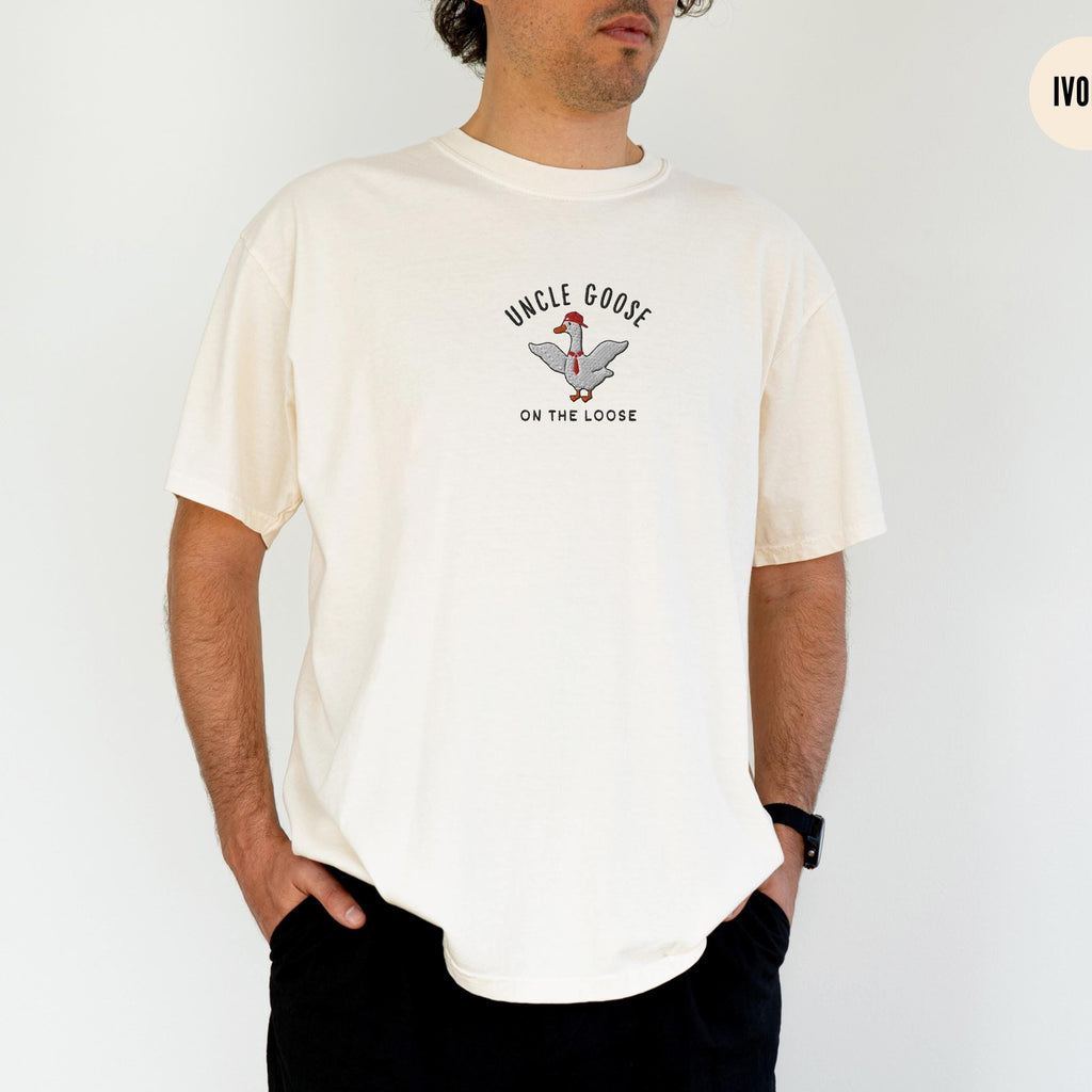 Embroidered Uncle Silly Goose Shirt, Cool Uncle Club Tshirt,Funny Goose Lover Gift for Unlce, New Pregnancy Announcement Tee for Uncle to Be
