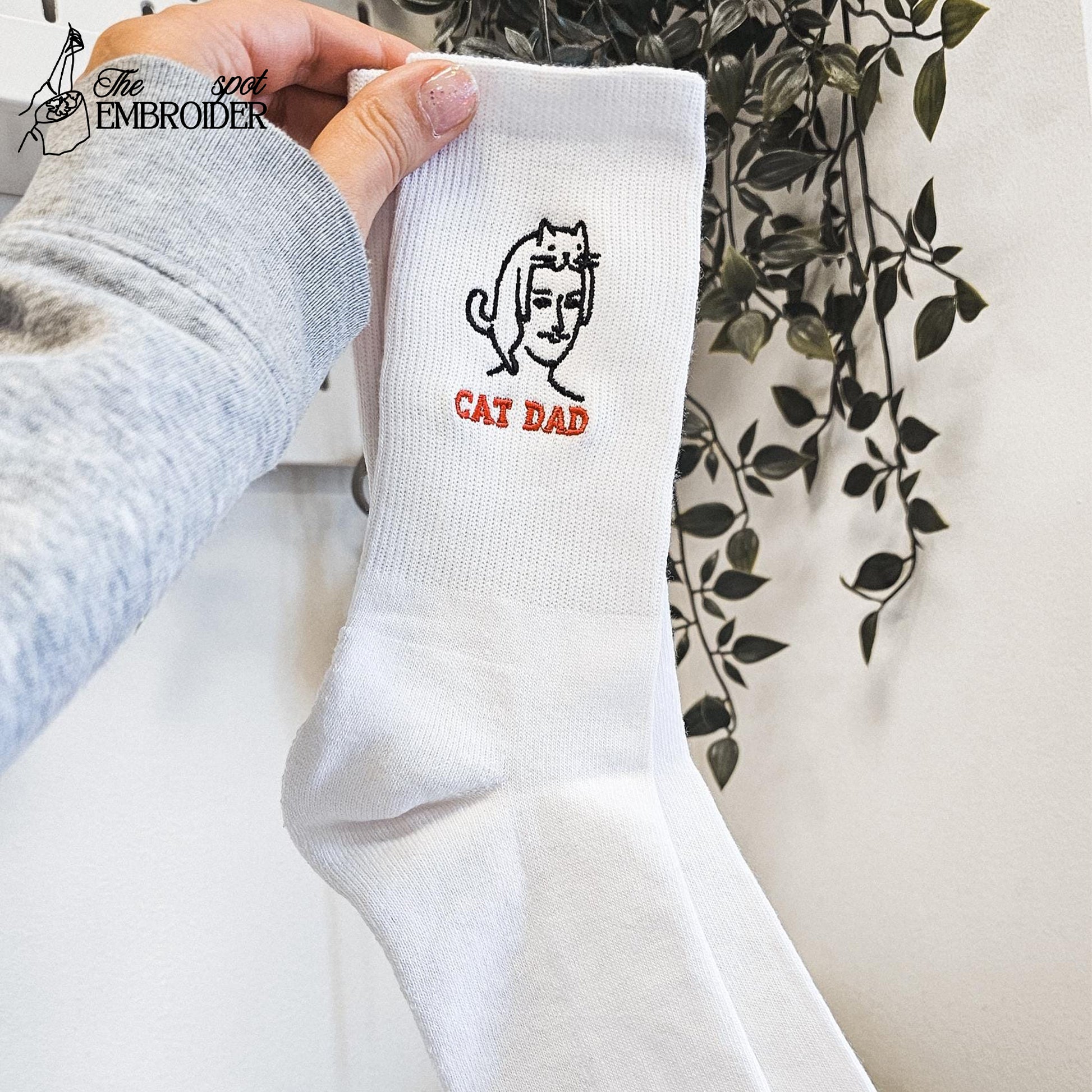 Cat Dad Socks Embroidered, Socks with Cat, Gift for Cat Dad, Gift for Cat Lover, Cat Dad socks, Cat lover Socks with Cat funny Cat Socks