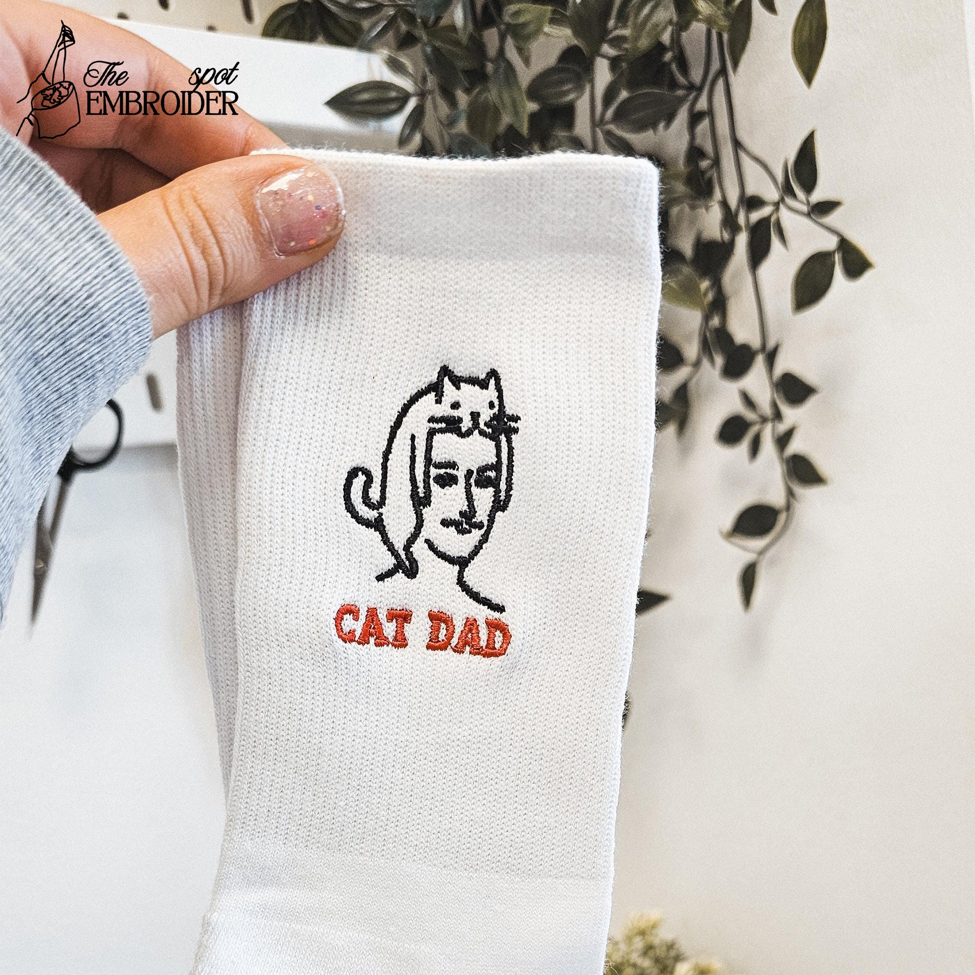 Cat Dad Socks Embroidered, Socks with Cat, Gift for Cat Dad, Gift for Cat Lover, Cat Dad socks, Cat lover Socks with Cat funny Cat Socks