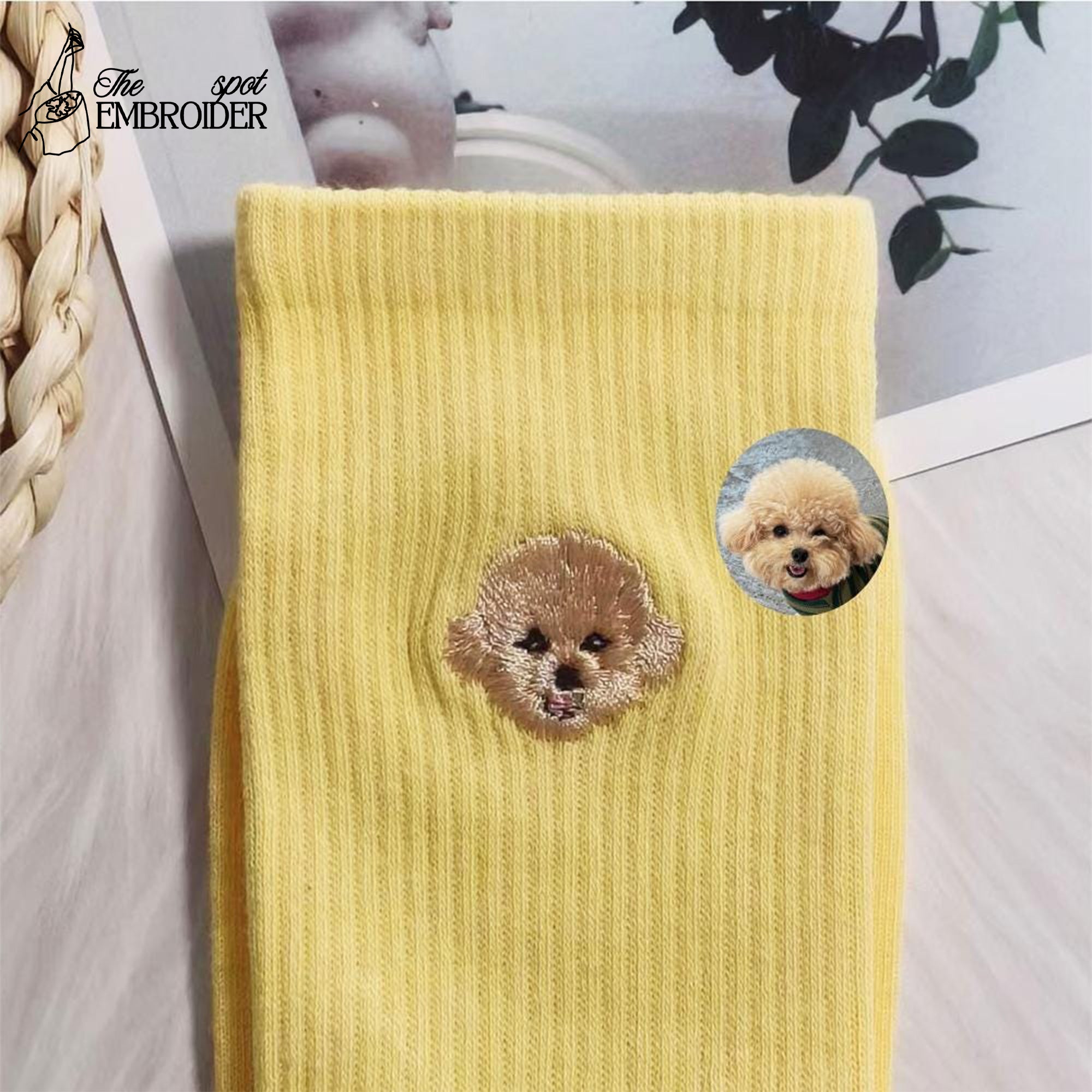 Custom Embroidered Cat & Dog Socks, Embroidered Pet Cotton Socks From Photo, Personalized Socks, Family Gift, Pet Lover Gift, Dog Mom Dad Gift