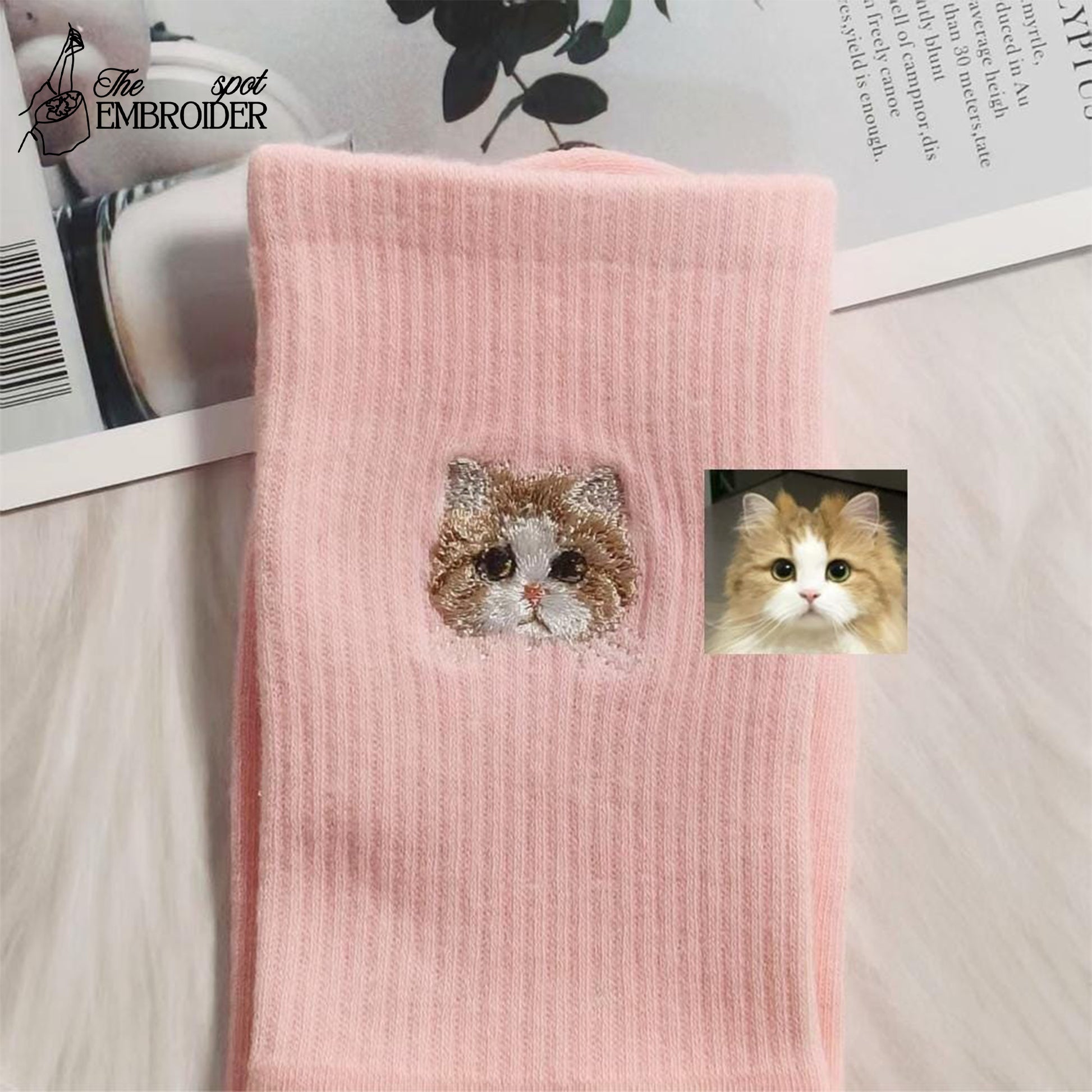 Custom Embroidered Cat & Dog Socks, Embroidered Pet Cotton Socks From Photo, Personalized Socks, Family Gift, Pet Lover Gift, Dog Mom Dad Gift