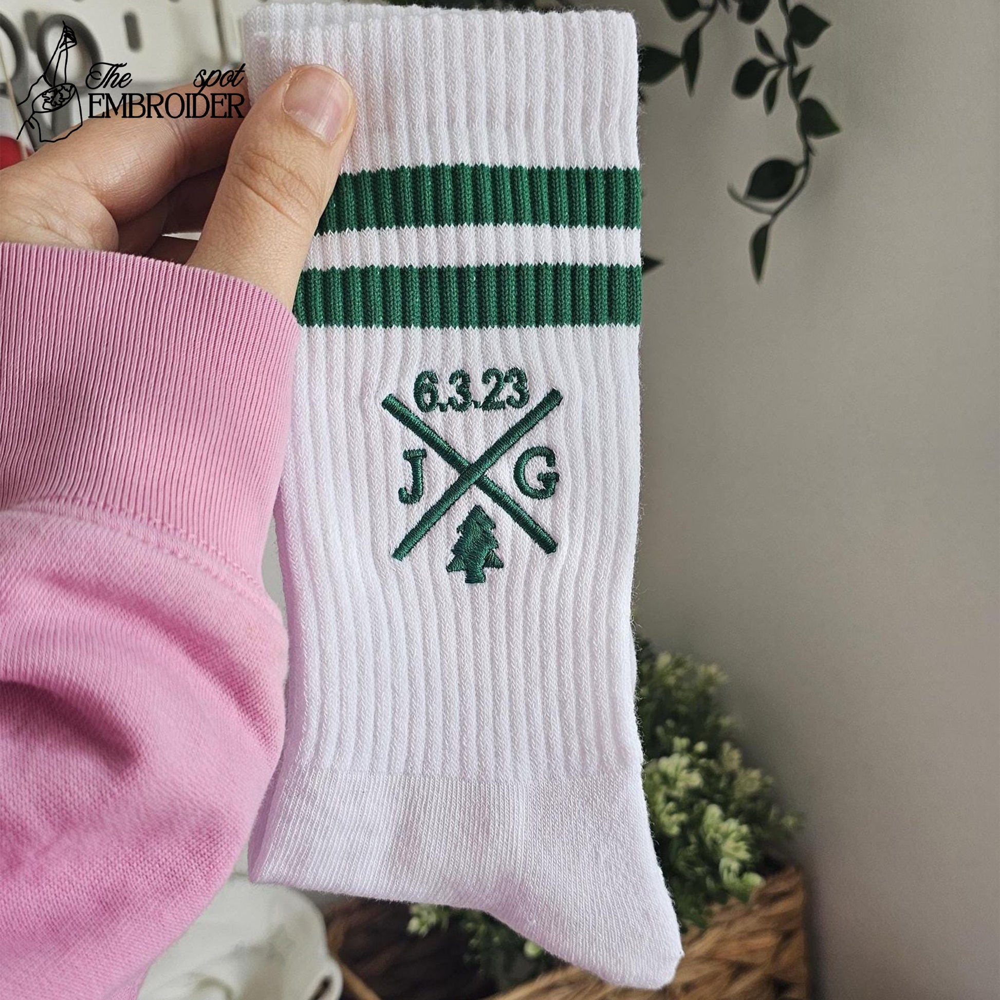 Custom Embroidered Socks, Custom Gift for Anniversary, Personalized Gift, Unique Gift for Easter, Custom Crew White Socks, Stocking Stuffers