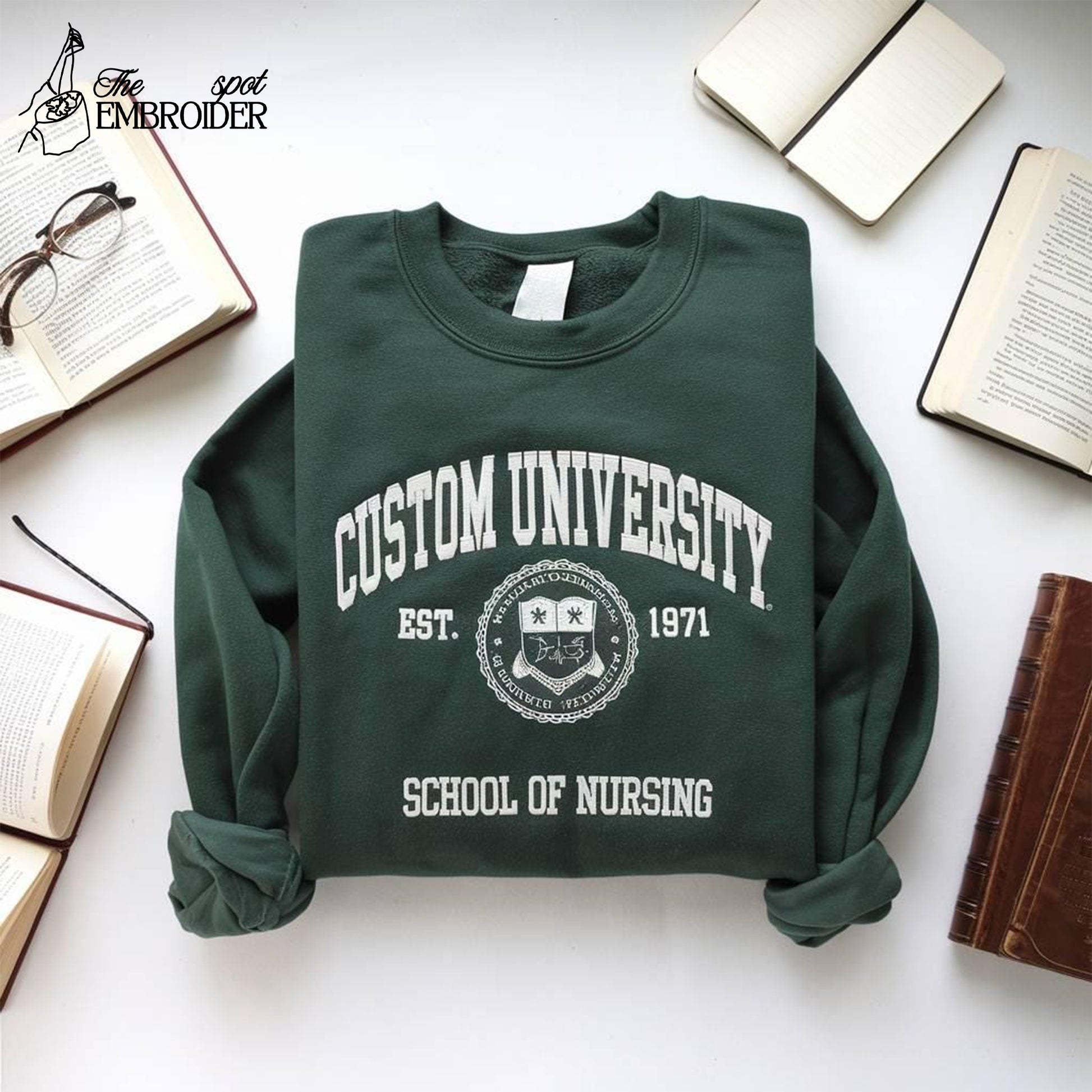 Custom University Sweatshirt, Custom College Embroidered Sweatshirt, University Sweatshirt, University College Sweatshirt Gift, High School