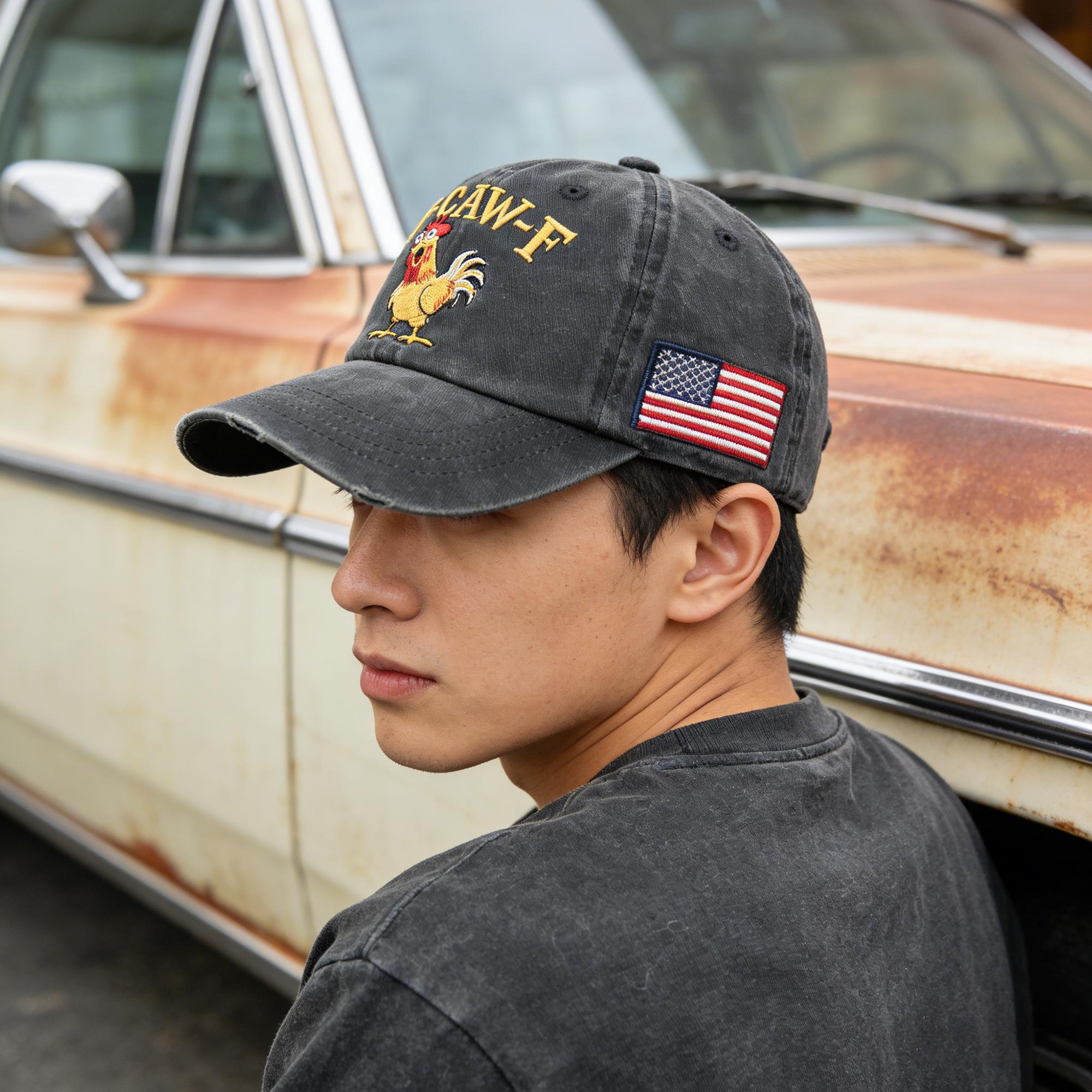 Vintage Rooster Embroidered Baseball Cap – F Caw F Style Adjustable Soft Washed Unisex Hat