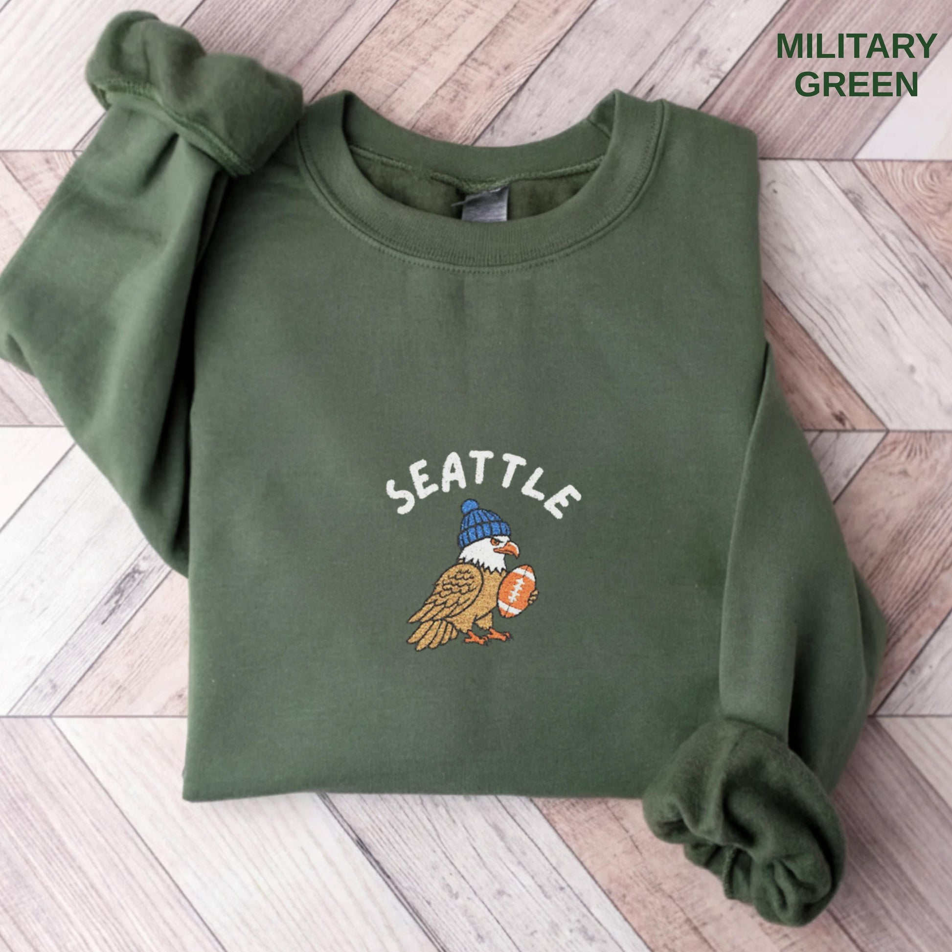 Embroidered Seattle Football Shirt, Game Day Hawk Sweatshirt, Unisex Hoodie for Men and Women, Football Fan Sports Gift