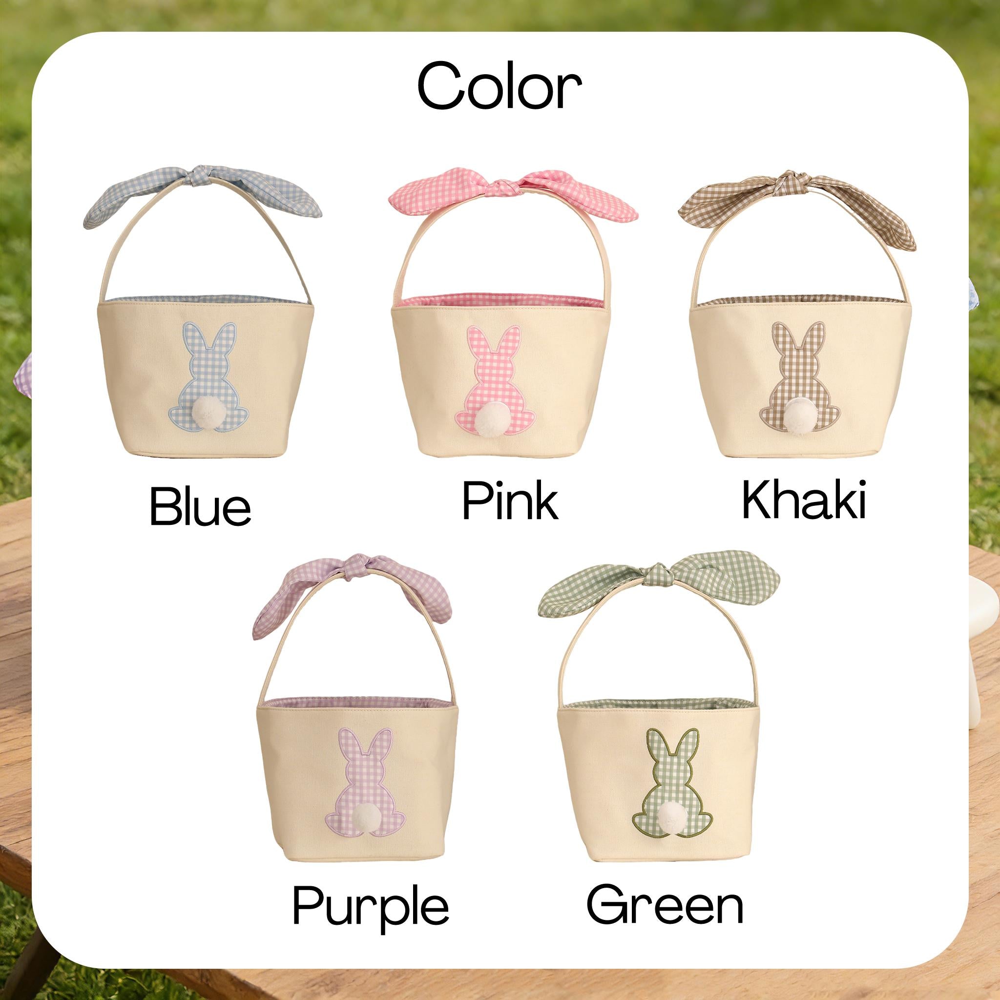 Personalized Easter Basket, Embroidered Name, Bunny Rabbit Basket, Easter Egg Hunt Basket, Easter Gift for Kid