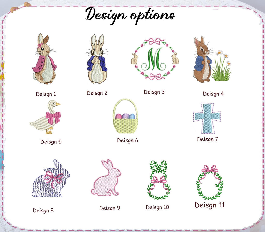 Personalized Seersucker Easter Basket Bow with Embroidered Name Custom Monogrammed Bunny Design Egg Hunts Gift & Spring Decorations