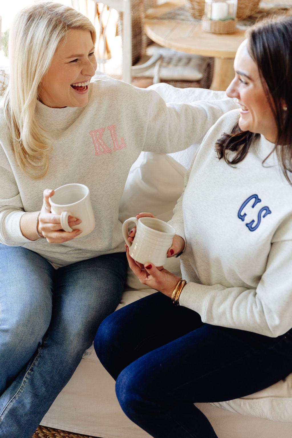 Monogrammed Mockneck Sweatshirt // Embroidered Personalized Monogram Sweatshirt, Monogrammed Crewneck, Personalized Sweater, Gifts for Her