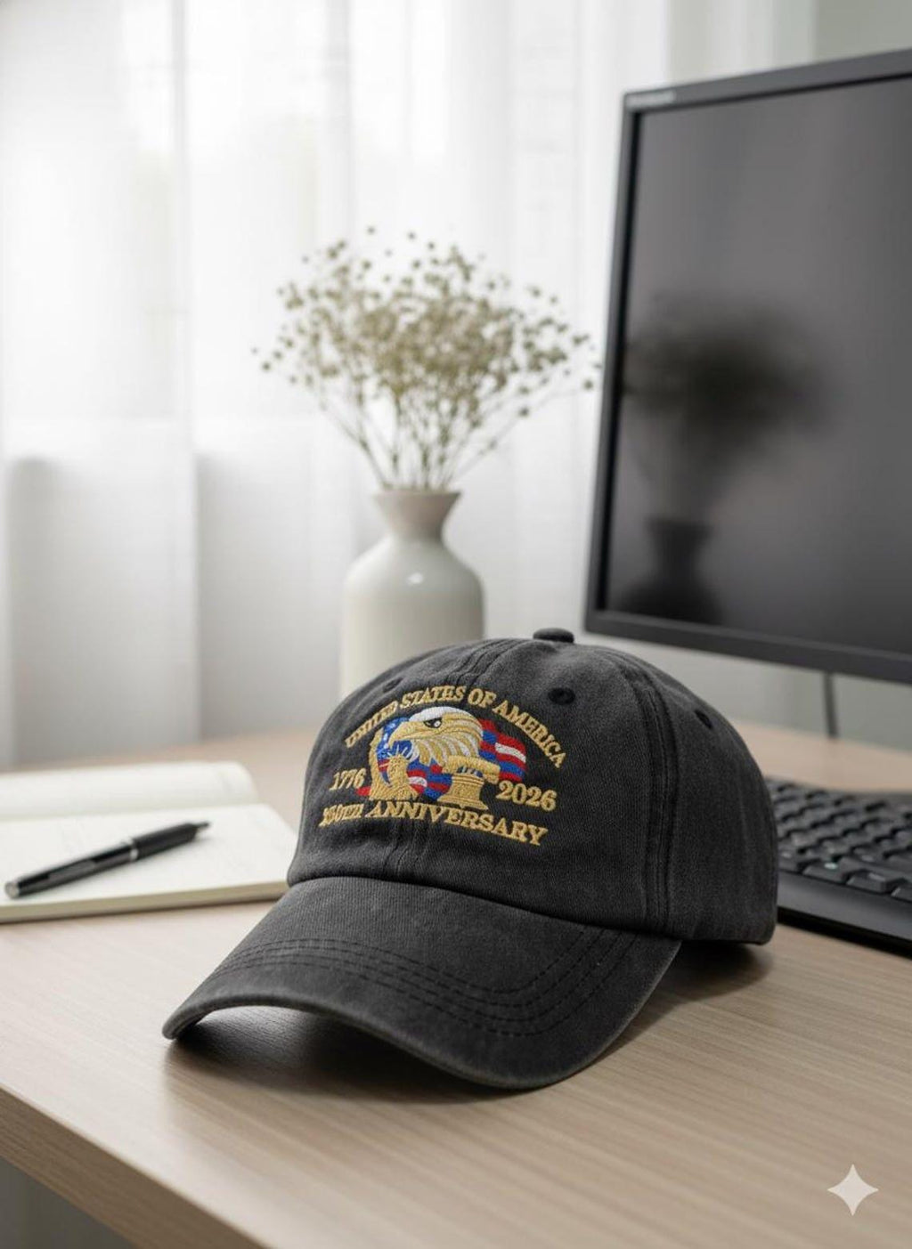 Patriotic Eagle Embroidered Hat – 250th Anniversary Eagle Hat, Personalized Patriotic Cap, USA Freedom Hat
