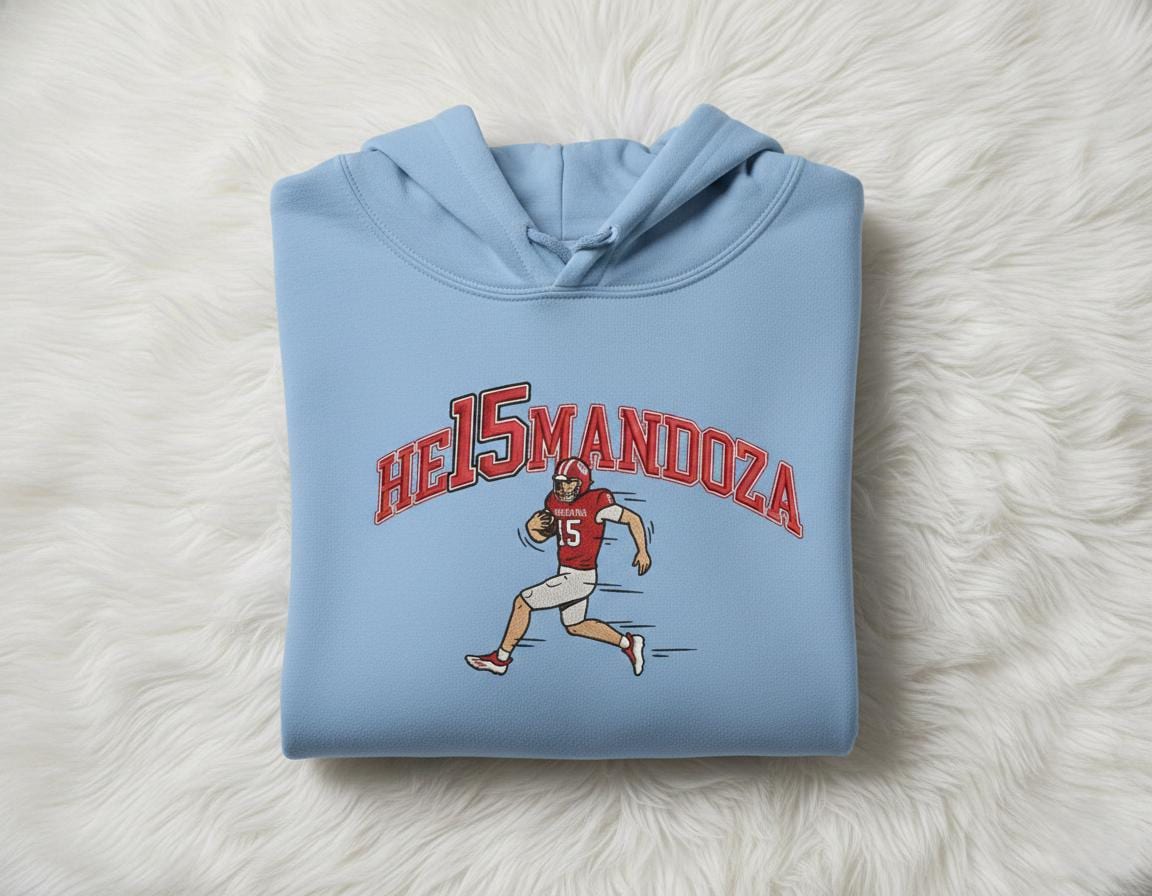 Mandoza 15 Indiana Football Embroidered 2026 National Champs Sweatshirt, Trendy New Game Day TShirt, Unisex Clothing For Man, Woman Hoodie