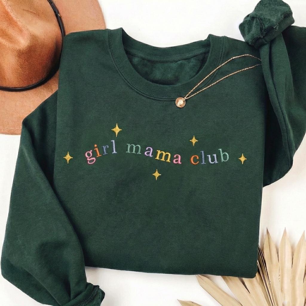EMBROIDERED In My Girl Mama Era Sweatshirt, Coquette Mama Shirt, New Mom Sweatshirt, Girl Of Mom, Cool Moms Club Shirt, Girl Mama Sweatshirt