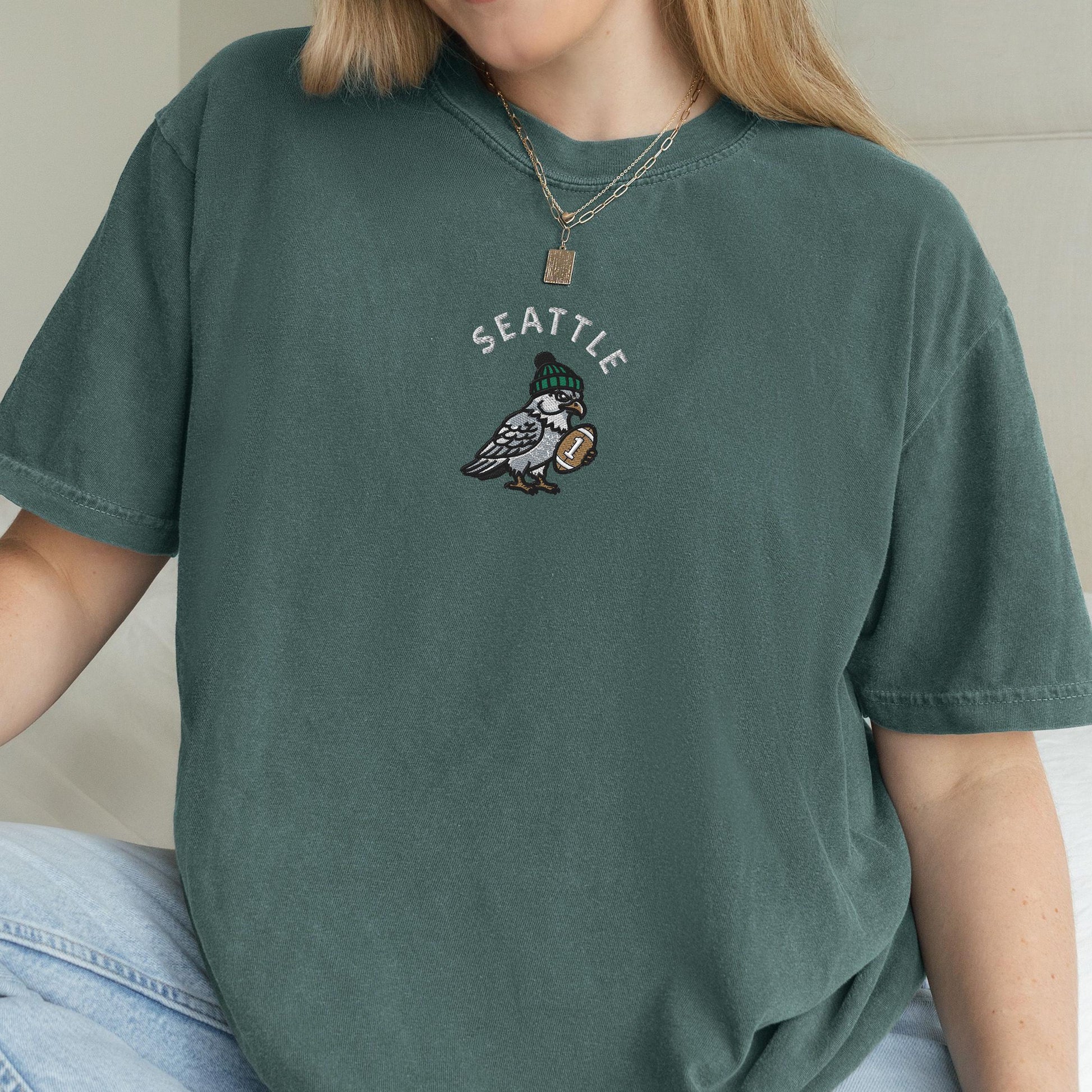 Embroidered Seattle Seahawks T-Shirt, Game Day Football Shirt, Seahawks Fan Apparel, Unisex Team Tee