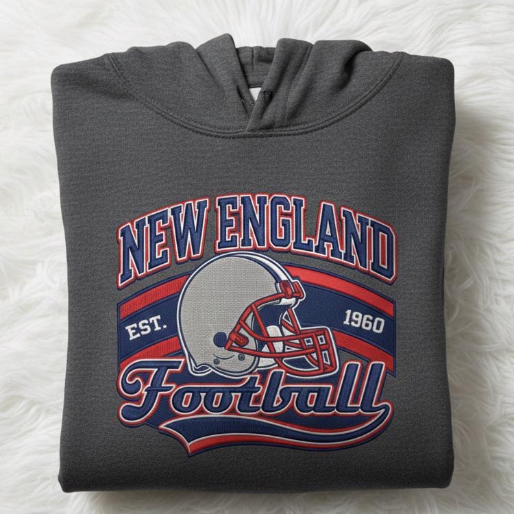 Embroidered New England Football Sweatshirt – Game Day Patriots Shirt | Unisex Hoodie for Men & Women | Football Fan Gift