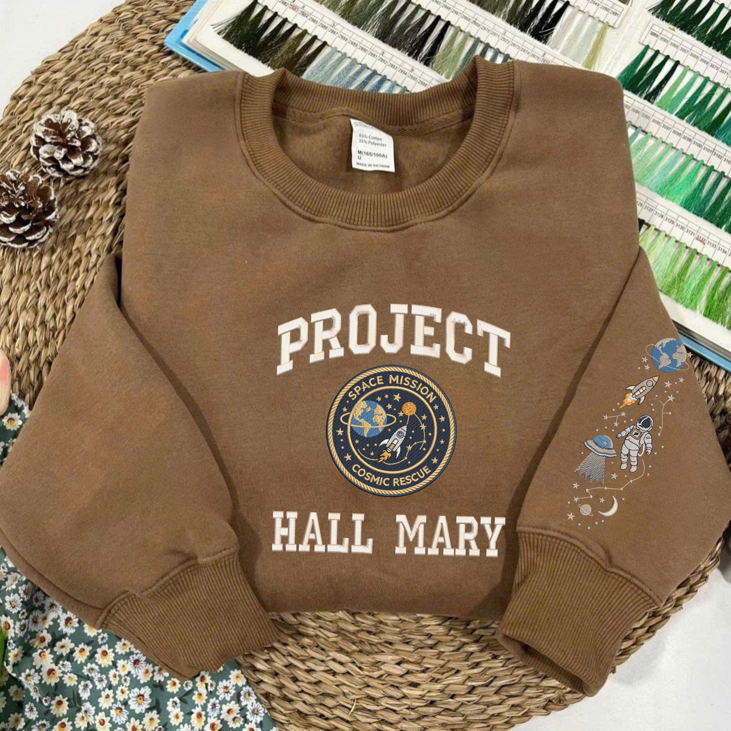 Embroidered Project Hail Mary Sweatshirt, Sci-Fi Crewneck for Book Lovers, Cozy Reader Gift