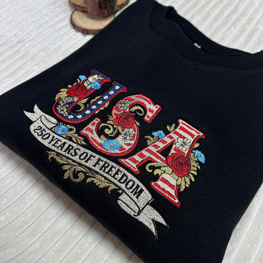 USA Embroidered Shirt, America 250th Anniversary 1776–2026