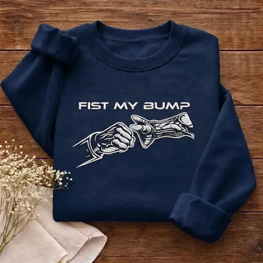 Embroidered Fist My Bump Shirt, Project Hail Mary Sweatshirt, Rocky Eridian Grace Crewneck, Sci-Fi Book Fan Gift, Andy Weir Space Pullover