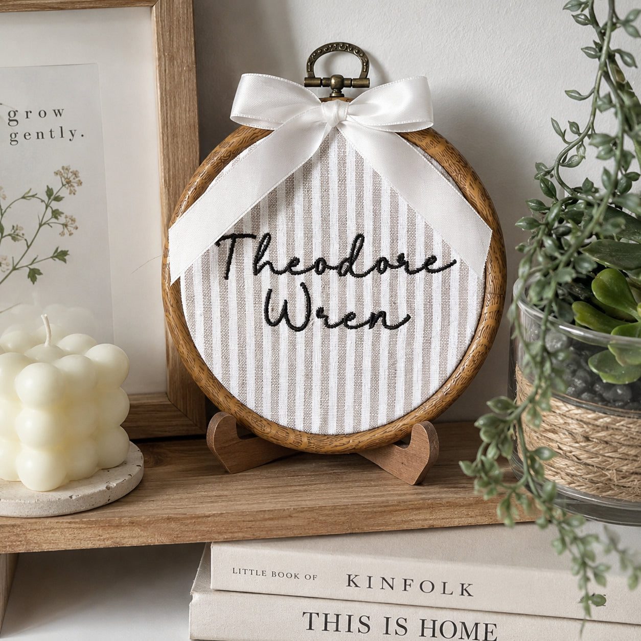 Personalized Embroidered Baby Name Sign Design, Custom Nursery Hoop Art, Baby Boy/Girl Wall Decor Gift EM09