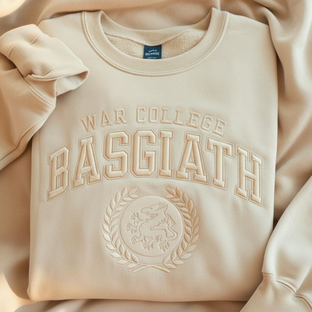Embroidered Fourth Wing Tone On Tone Sweatshirt, Basgiath War College Dragon Rider, Dragon Book Lover Shirt