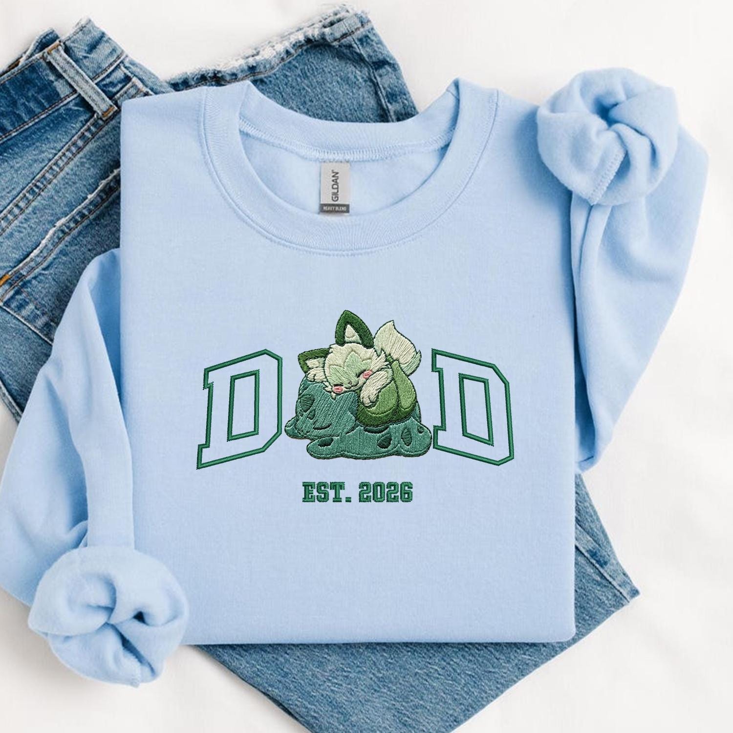 Embroidered Pokedad Character Hoodie, Cute Poke Dad Characters Sweatshirt, Embroidered Anime Shirt, Anime Lover Sweatshirt