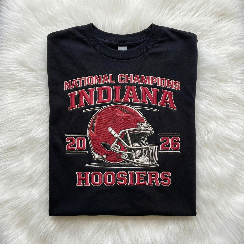 Indiana Football Embroidered 2026 National Champs Hoodie, Trendy Game Day T-Shirt, Unisex Sweatshirt, College Football Fan Gift