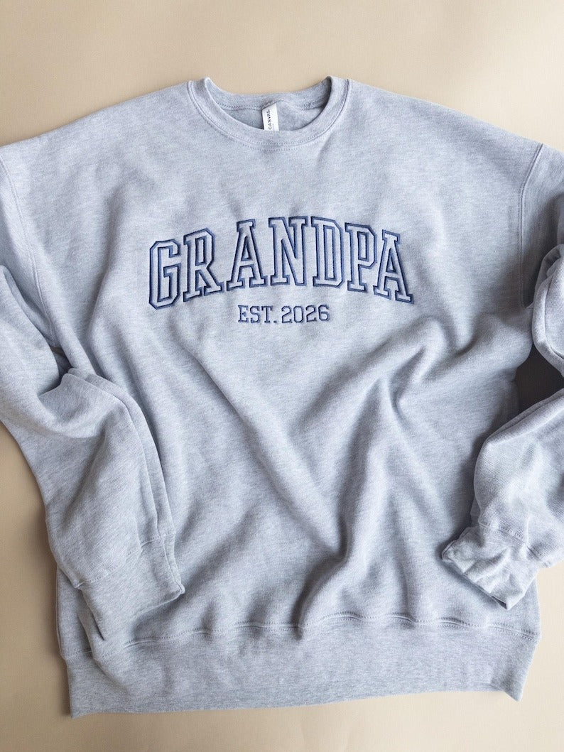 Custom Embroidered Grandpa Sweatshirt, Father's Day Gift for Grandpa, Grandparents Day Gift, Gift for New Grandpa, New Grandparents Gift