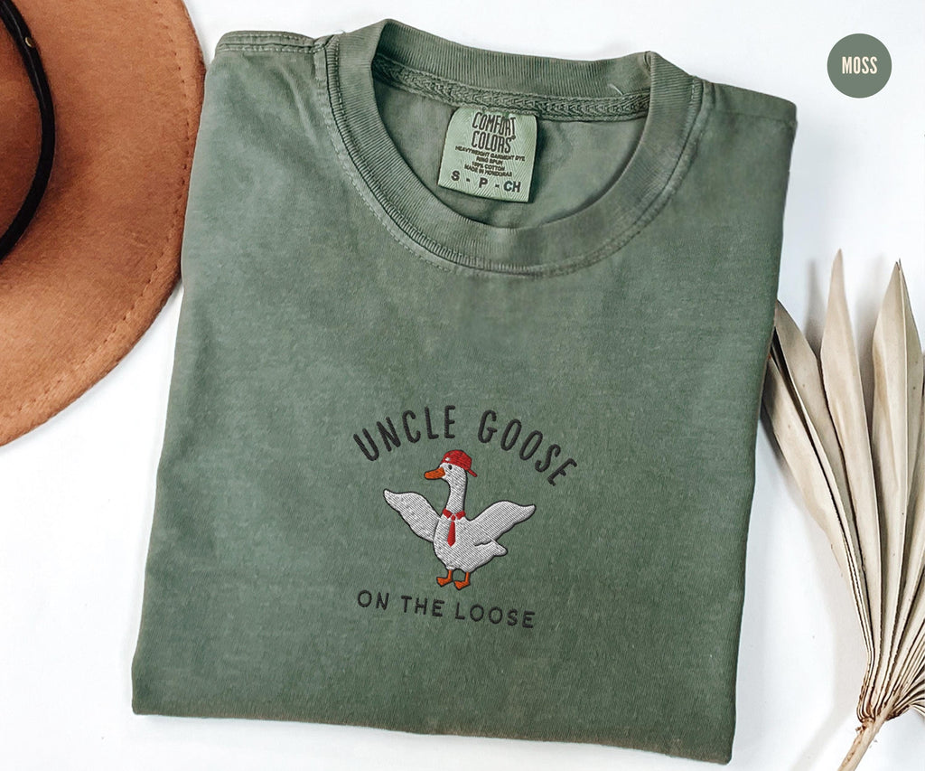 Embroidered Uncle Silly Goose Shirt, Cool Uncle Club Tshirt,Funny Goose Lover Gift for Unlce, New Pregnancy Announcement Tee for Uncle to Be