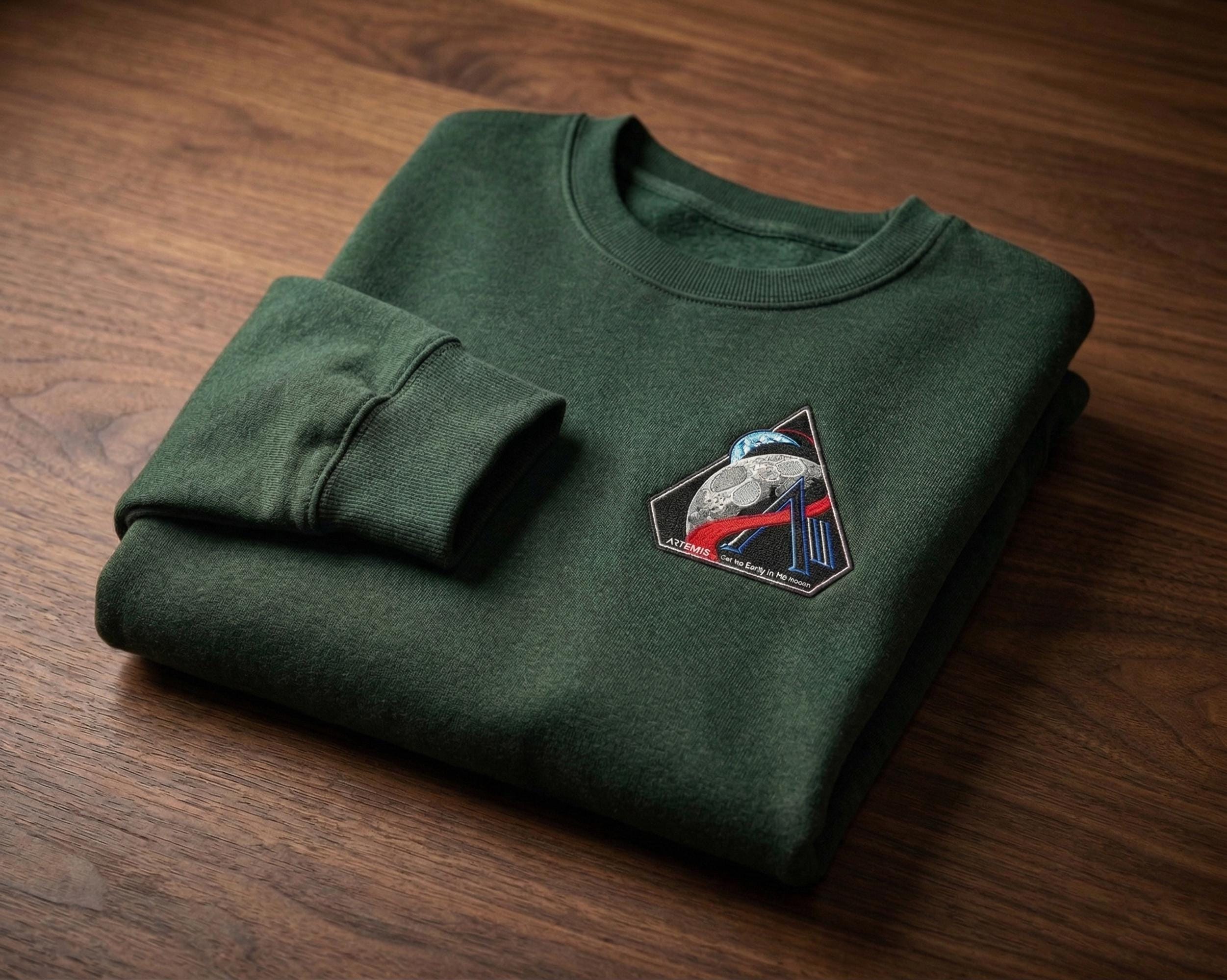 Artemis II Embroidered T-Shirt, NASA Space Program Fan Tee, Moon Mission Rocket Shirt, Astronomy Lover Gift