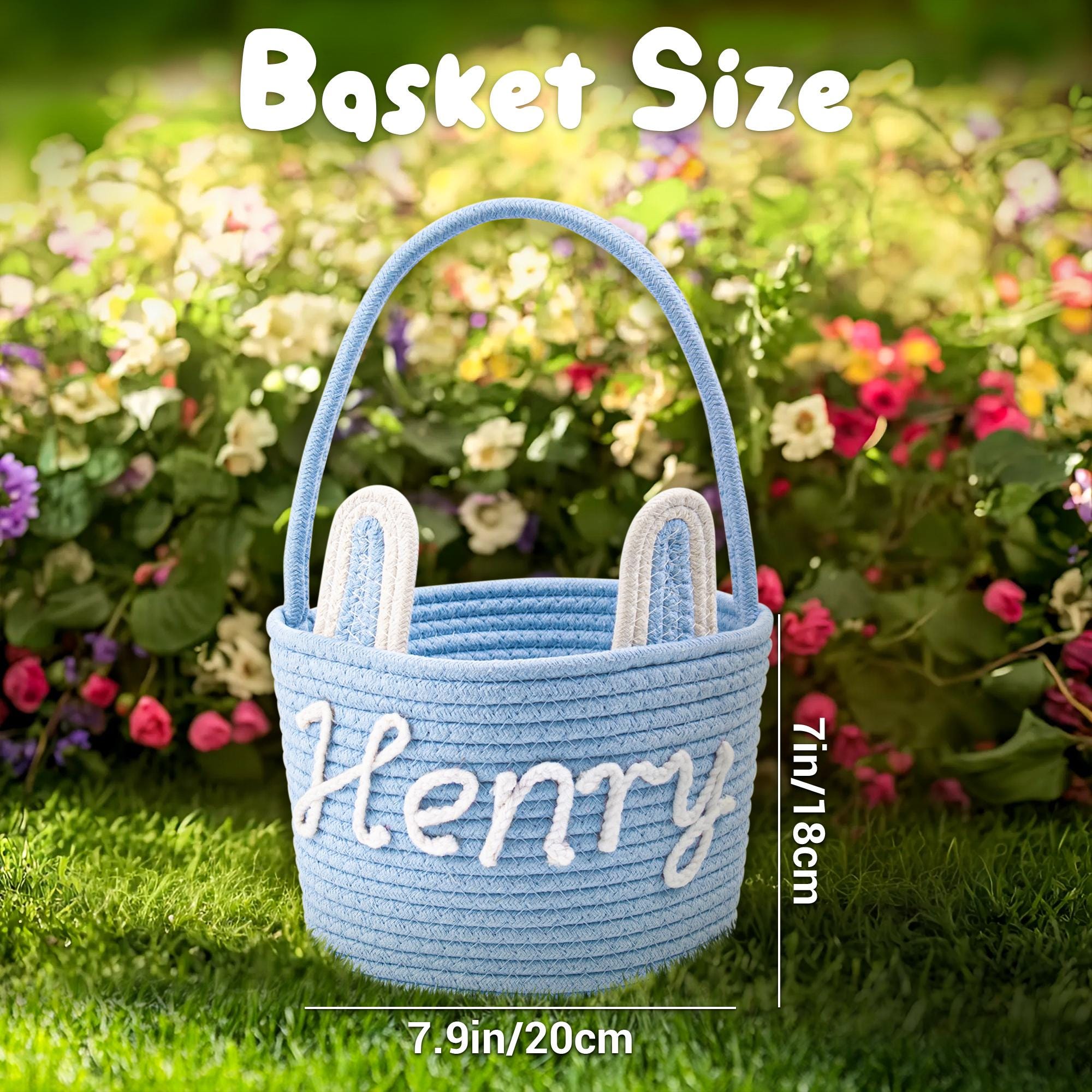 Crochet Personalized Easter Basket 2026 with Name - Custom Easter Egg Hunt Gift for Kids, Baby's First Keepsake & Spring Decor Basket