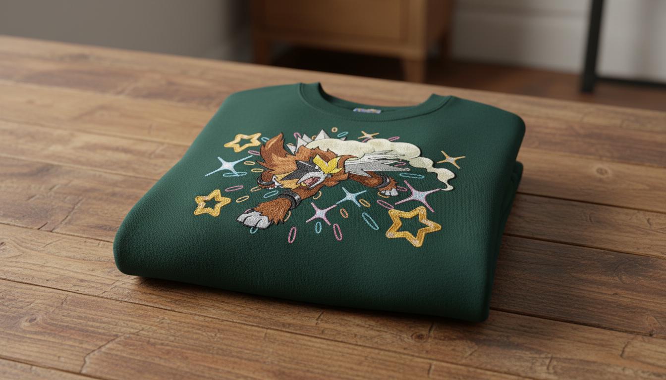 Entei Embroidered T-Shirt, Pokemon Character Embroidery Sweater, Snorlax Anime Embroidery Hoodie, Fashion Clothing, Gift For Her