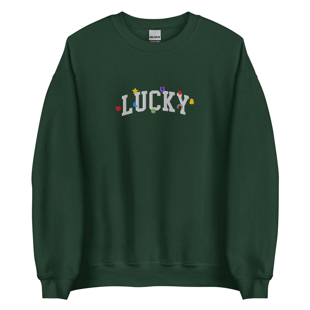 Embroidered Lucky Charms Sweatshirt, Retro St. Patrick’s Day Crewneck, Vintage Irish Green Cozy Pullover