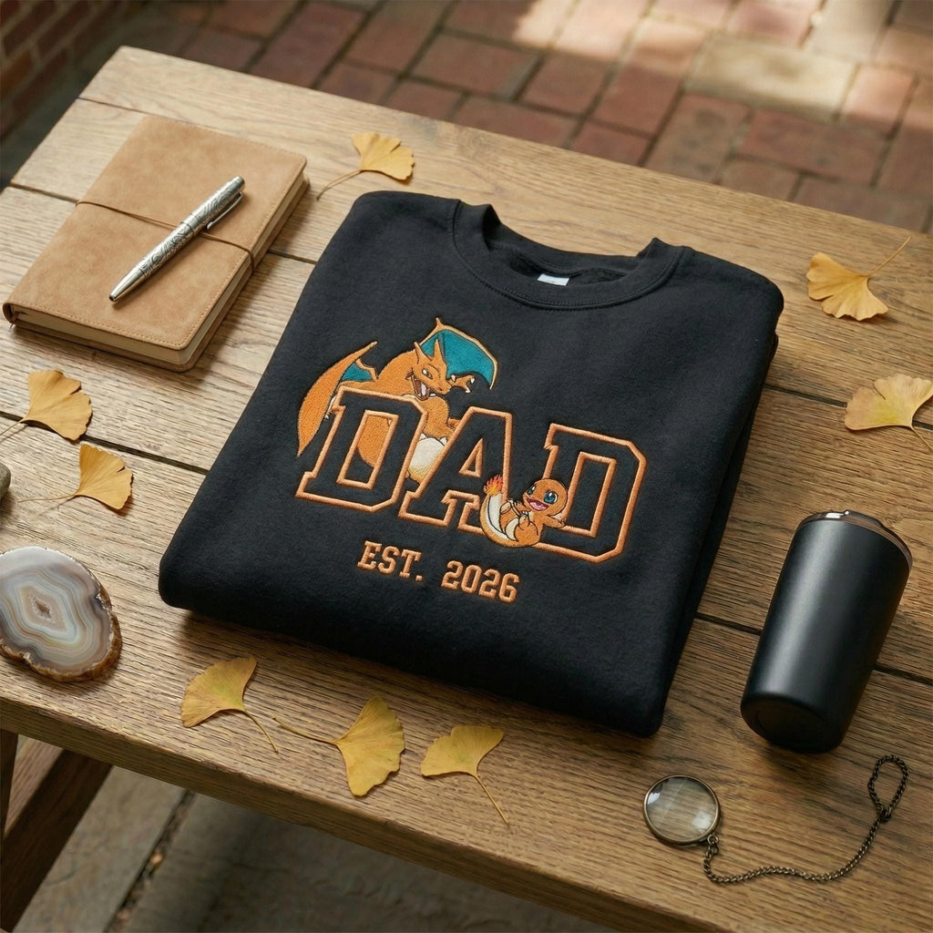 Custom Dad Embroidered Sweatshirt, Anime Mom Tee, Vintage 90s Manga Shirt, Father’s Day Gift, Birthday Gift for Him