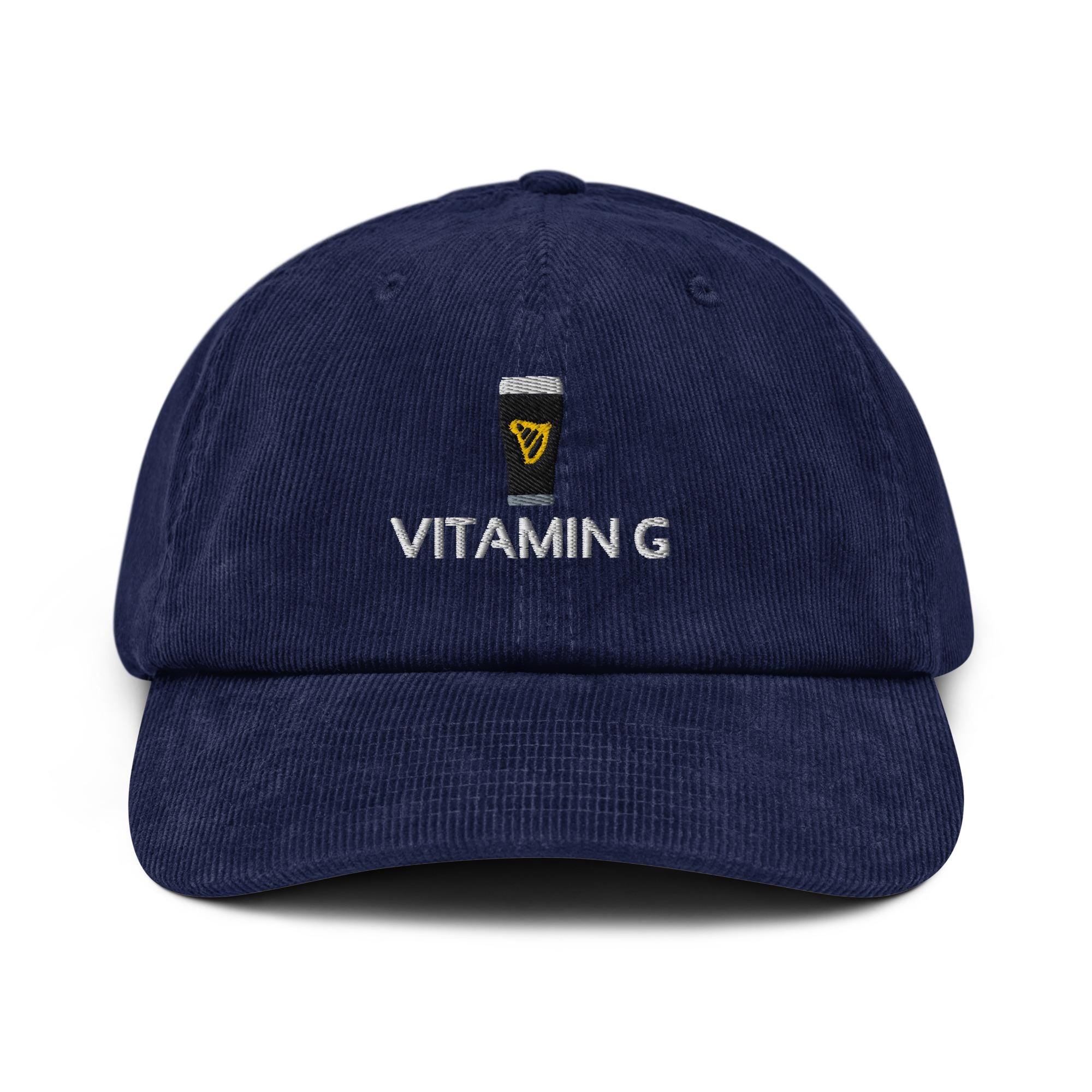 Vitamin G Corduroy Hat, Embroidered Guinness Beer Stout Cap Irish Guinness Dad Hat Beer Lover Gift