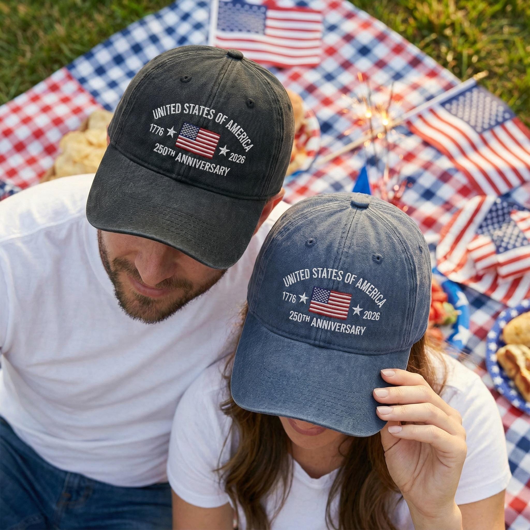250th Anniversary USA Embroidered Baseball Hat, Patriotic American Flag Cap, 1776–2026 Semiquincentennial Hat, 4th of July Veteran Gift, Gift for Dad