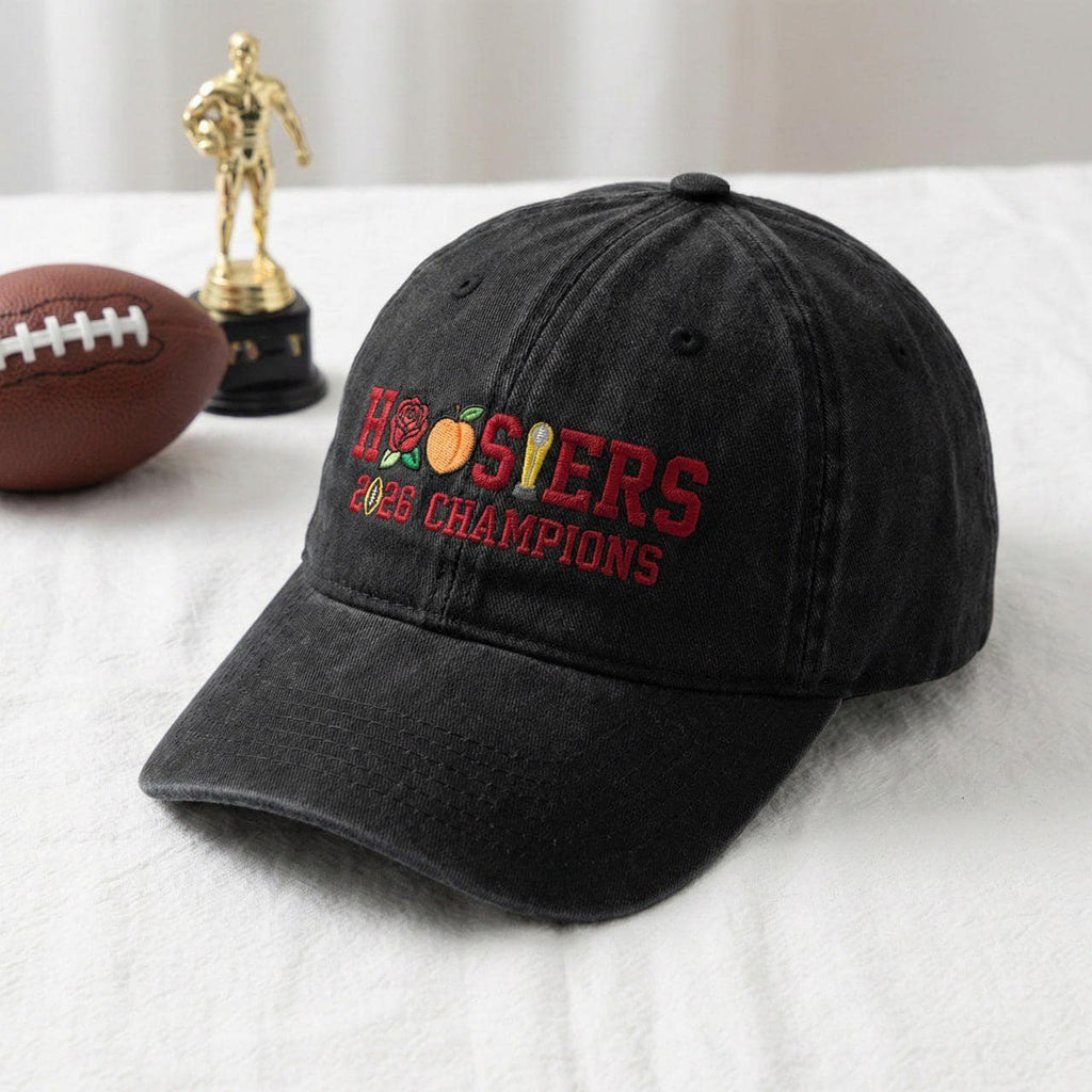 Embroidered Indiana Football 2026 National Champs Wash Hat, Indiana Trucker Hat, Hoosiers Lover, Bloomington Hat, College Fan Gift