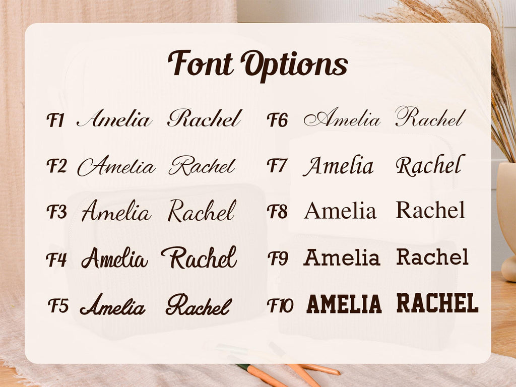 Custom Name Waffle Makeup Bag – Embroidered Monogram Cosmetic Pouch, Bridesmaid Gift, Gift for Her