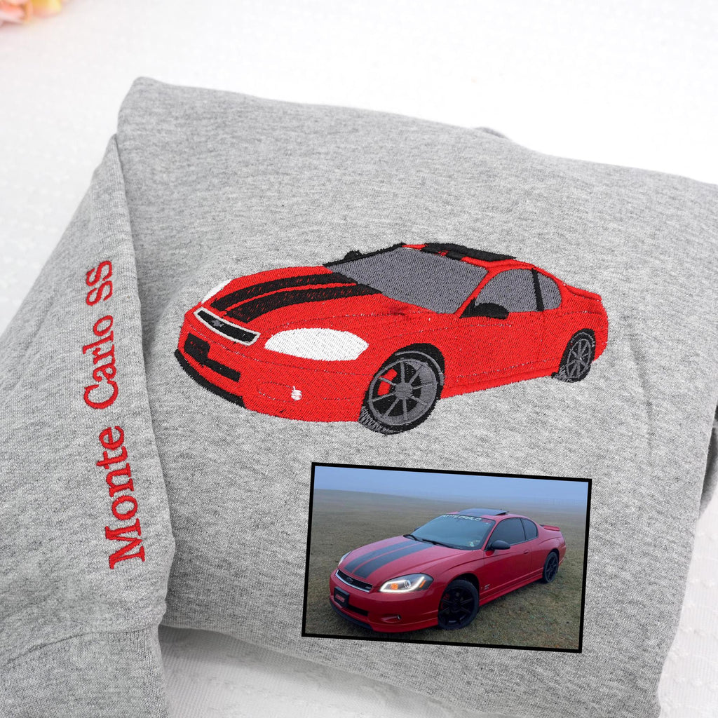 Custom Embroidered Car Hoodie, Car Photo Embroidered, Personalized Race Car Sweatshirt, Custom Car Guy Gift, Car Lover Gift for Him Husband