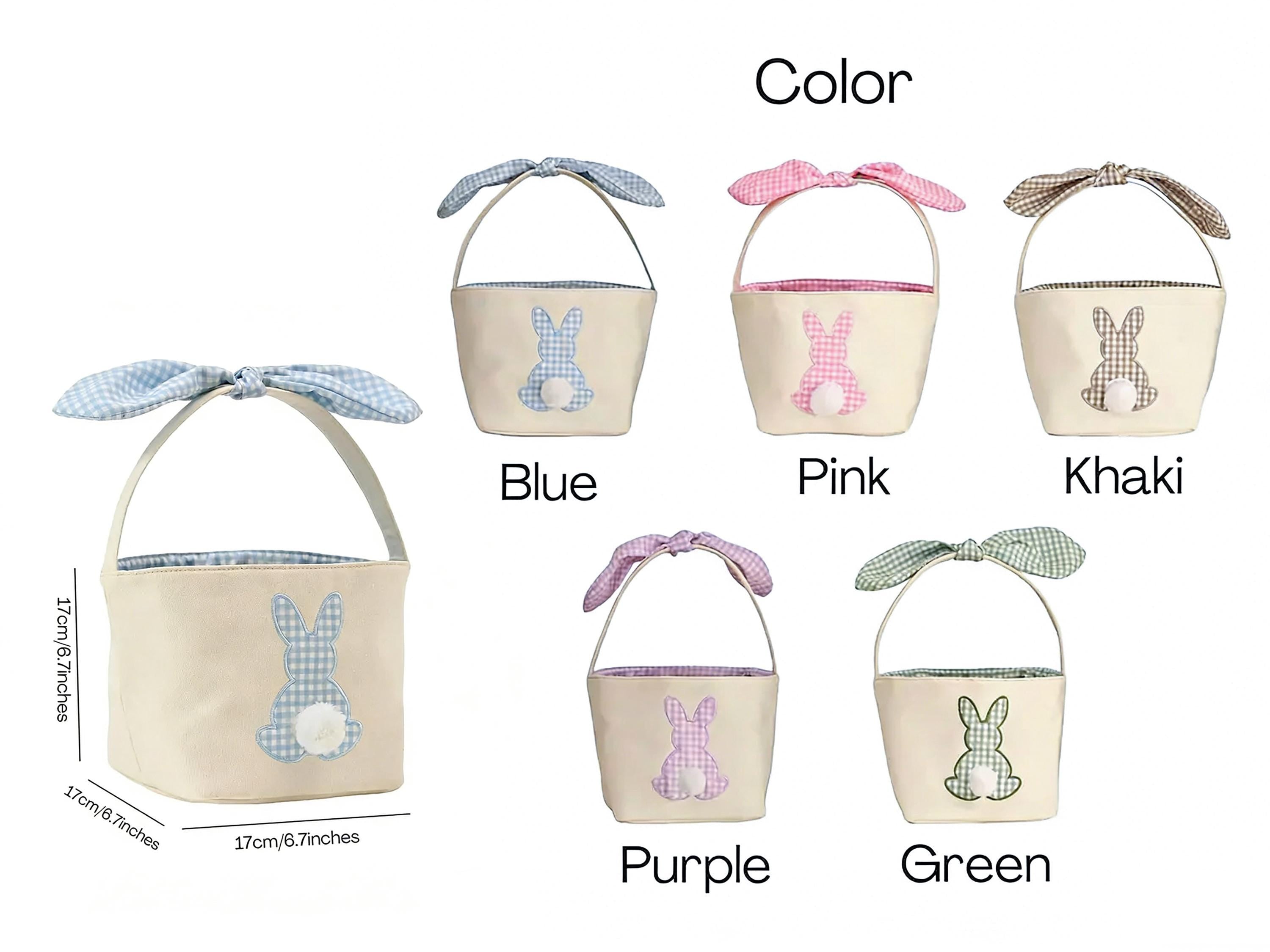 Personalized Kids Easter Basket, Toddler Easter Gift, Egg Hunt Bucket, Baby Shower Gifts, Embroidered Name