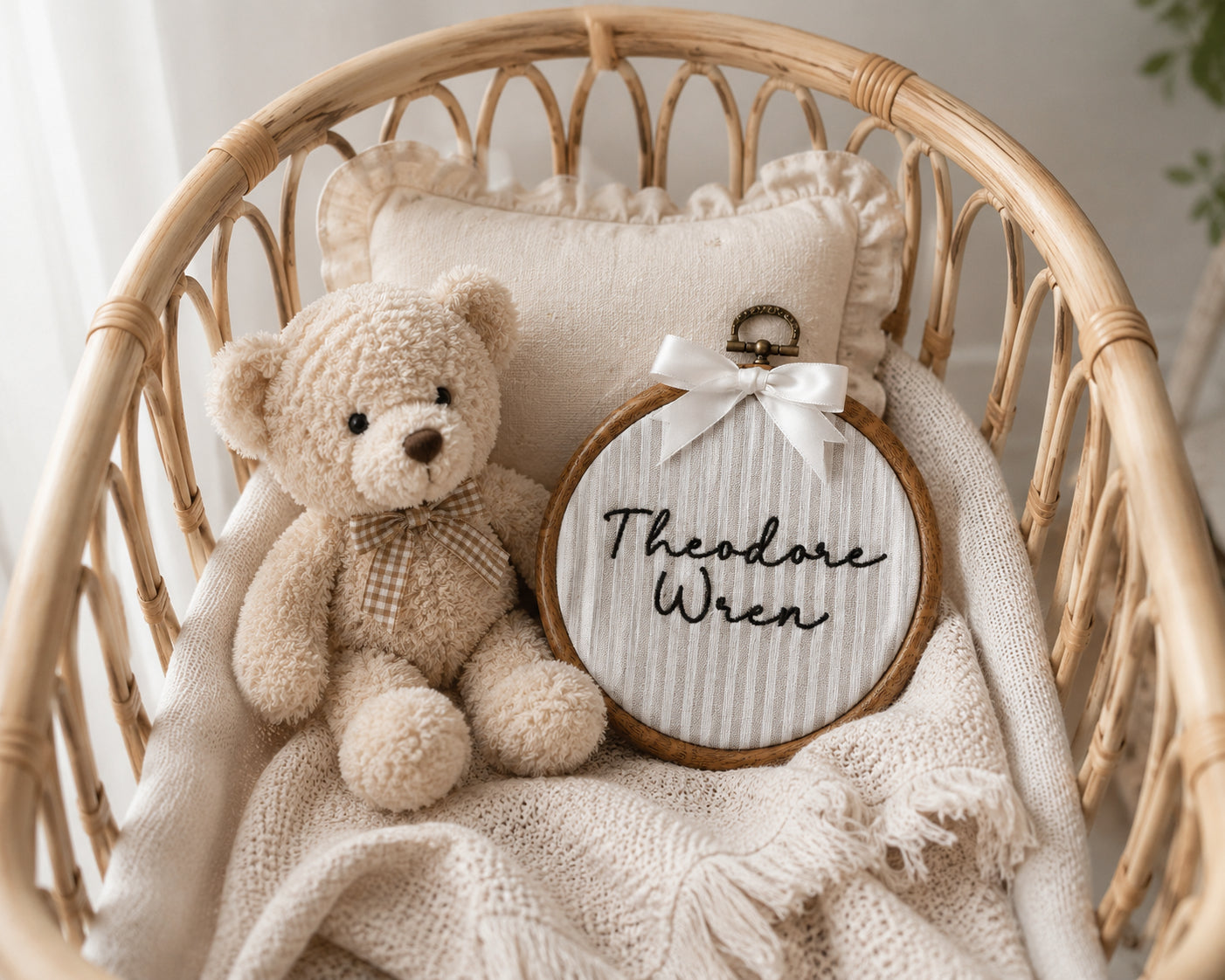 Personalized Embroidered Baby Name Sign Design, Custom Nursery Hoop Art, Baby Boy/Girl Wall Decor Gift EM09