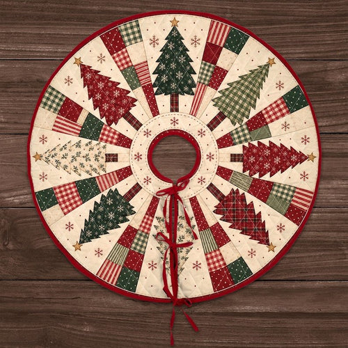 Christmas Tree Pattern Quilted Tree Skirt, Patchwork Xmas Tree Skirt, Holiday Decor, Xmas Tree Base Cover, Custom Tree Skirt XMASTS06