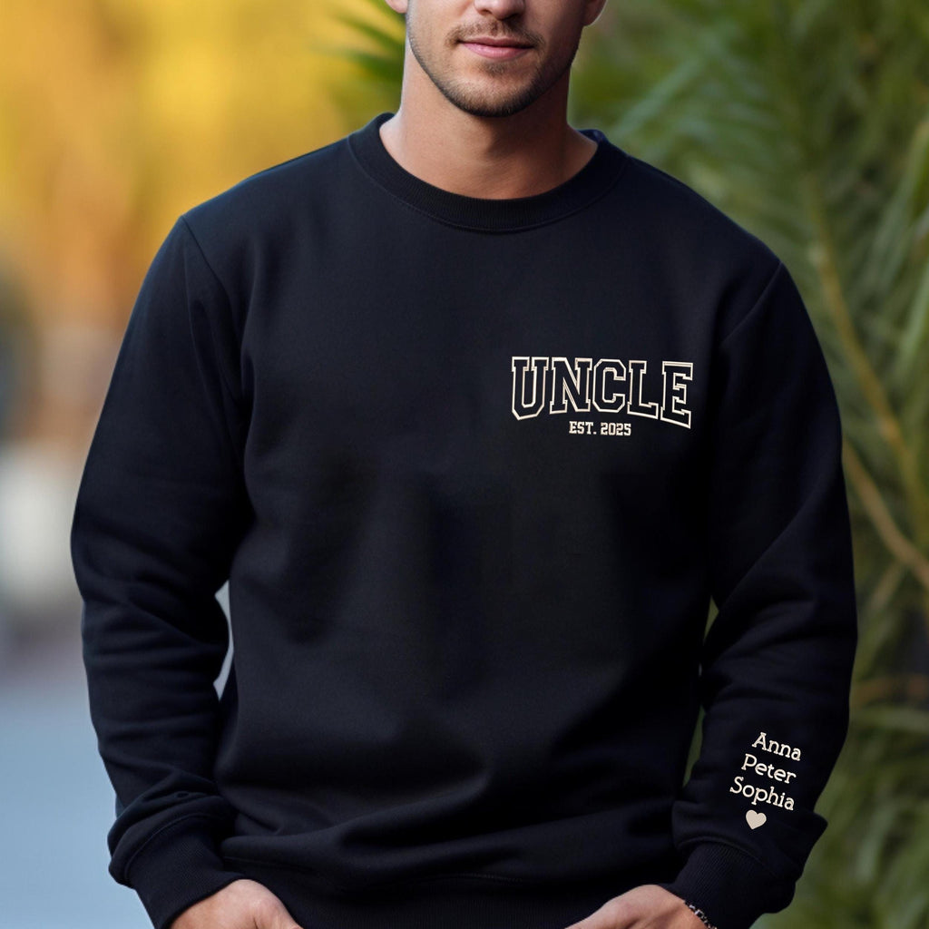 Uncle Embroidered Sweatshirt, Custom Uncle Shirt With Kids Name, Uncle Gifts, Uncle Est Year Hoodie, Gift For New Uncle, Uncle Sweater