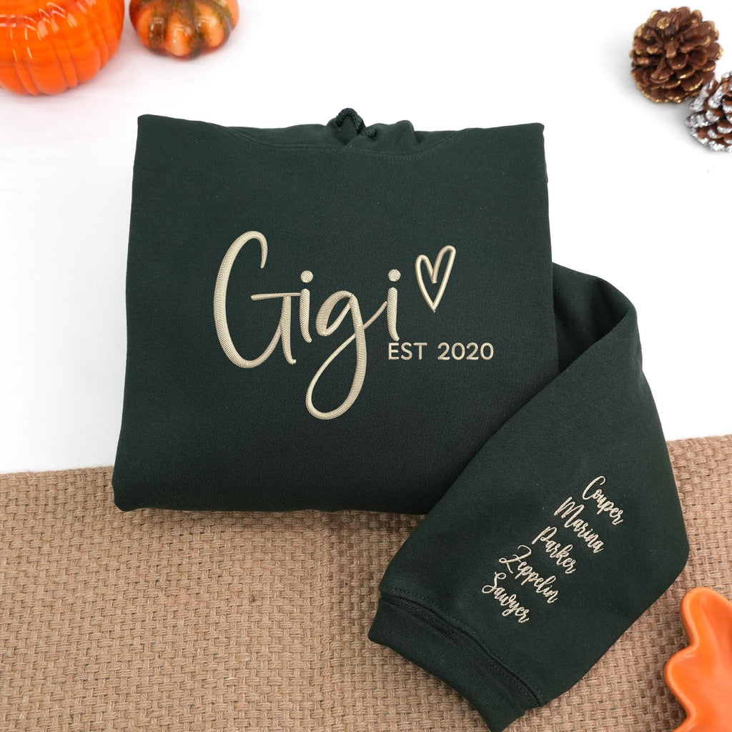 Embroidered Custom Gigi Sweatshirt, Personalized Grandma Sweatshirt, Womens Clothing, Grandparents Gift